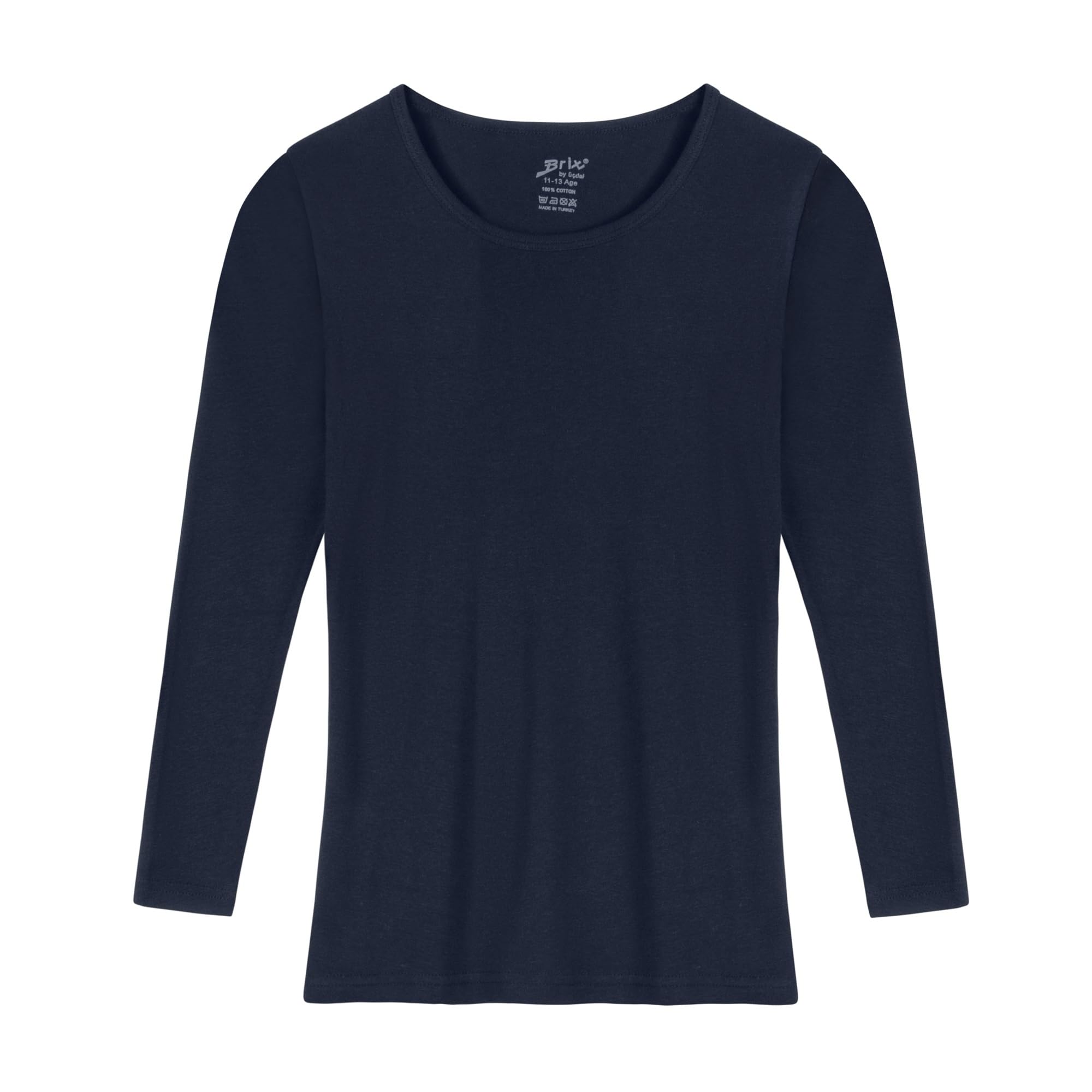 Brix Girls' Long Sleeve Tees - 100% Cotton Tagless 4 -Pack Crew Neck Super Soft Cotton T Shirts.