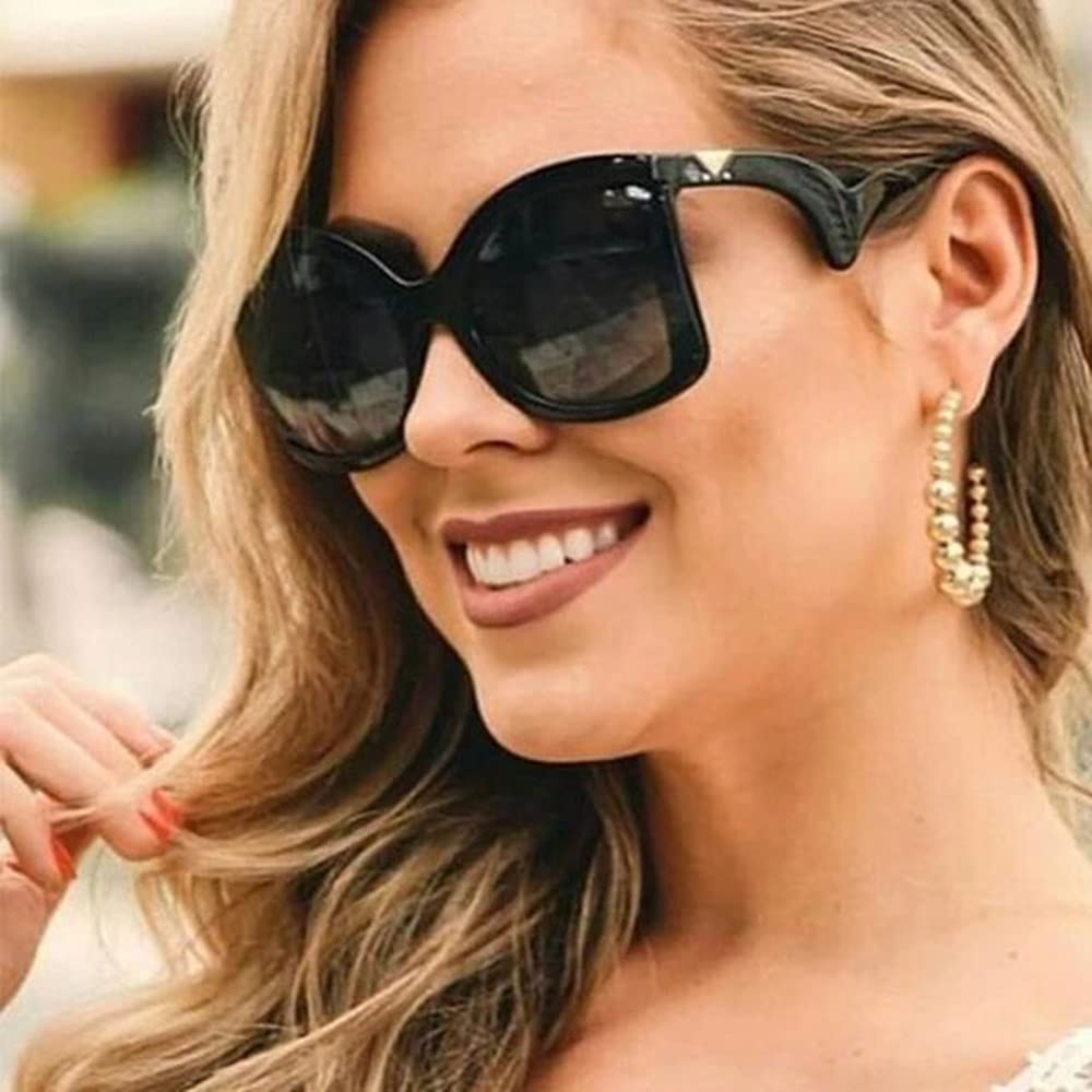 FEISEDY Oversized Square Butterfly Sunglasses Curved Curly Arm Frame Women's Fashion Shades B4035