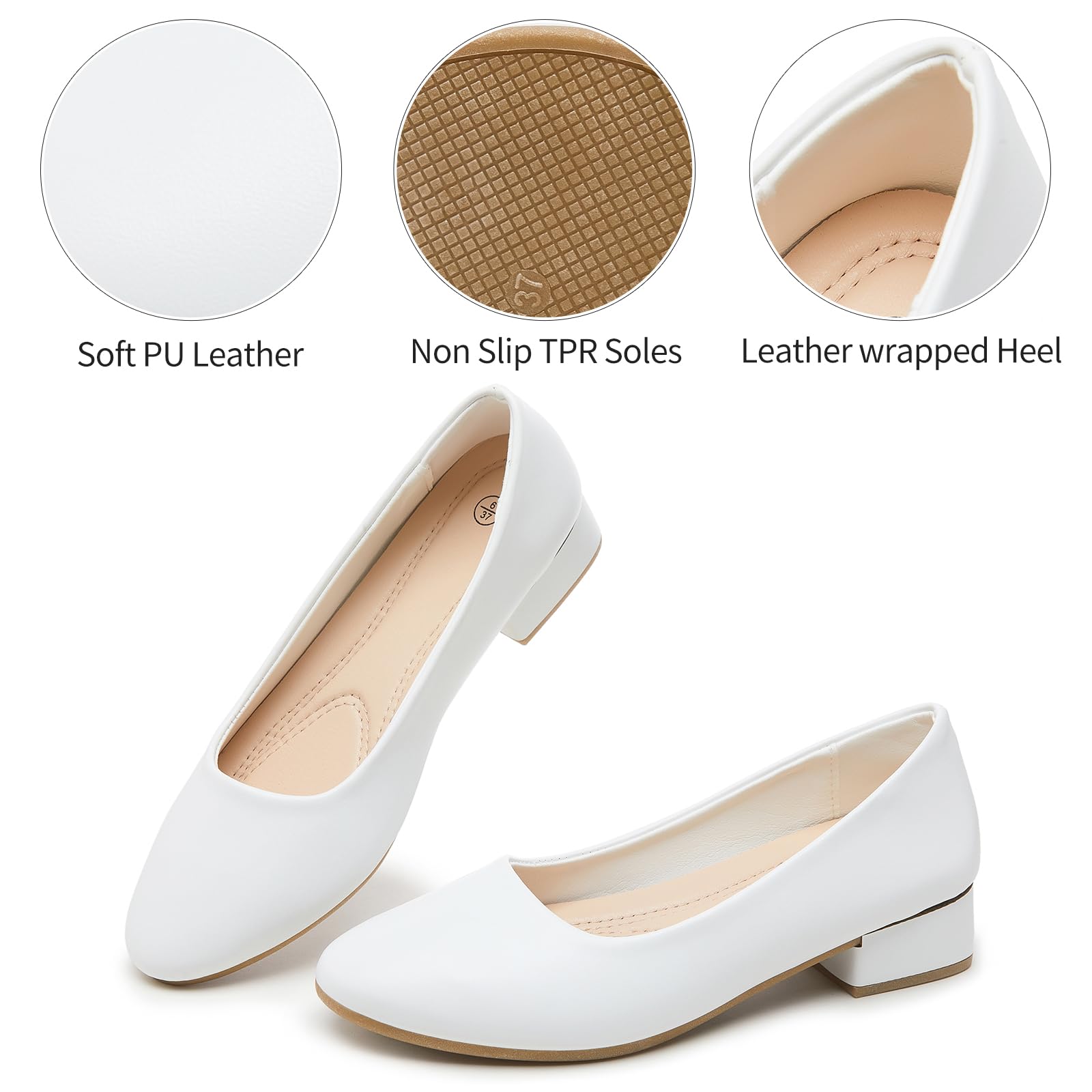 hash bubbie Women's Loafers Slip on Shoes Chunky Low Block Heels Closed Toe Pumps Shoes Office Shoes Ladies Elegant Wedding Dress Shoes