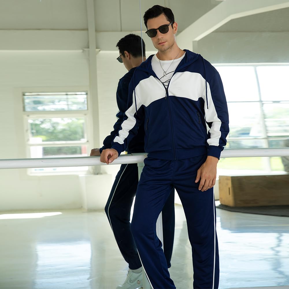 LBL Leading the Better Life Men's Casual Tracksuit Long Sleeve Sweat Suit Running Jogging Athletic Sports Set