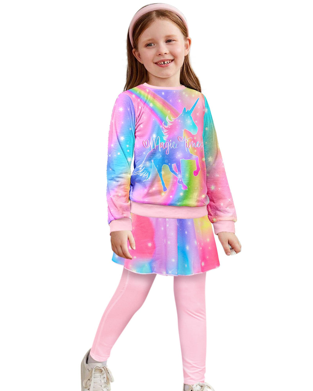 Toddler Kid Girl Clothing Set Outfit Long Sleeve Top, Unicorn Print Pantskirts Fall Winter Outfit Set