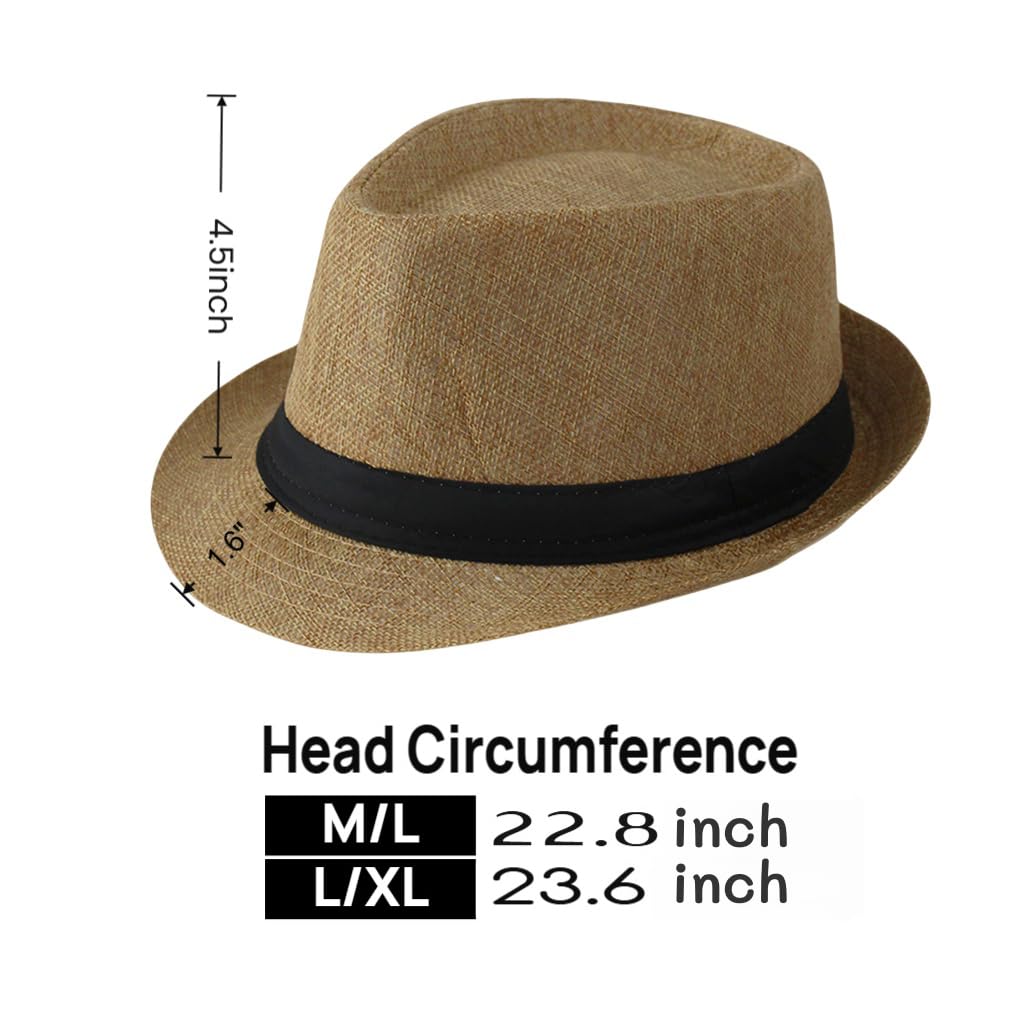 Unisex Classic 1920s Fedora Hat Short Brim Panama Trilby Hat Summer Beach Cap for Men Women