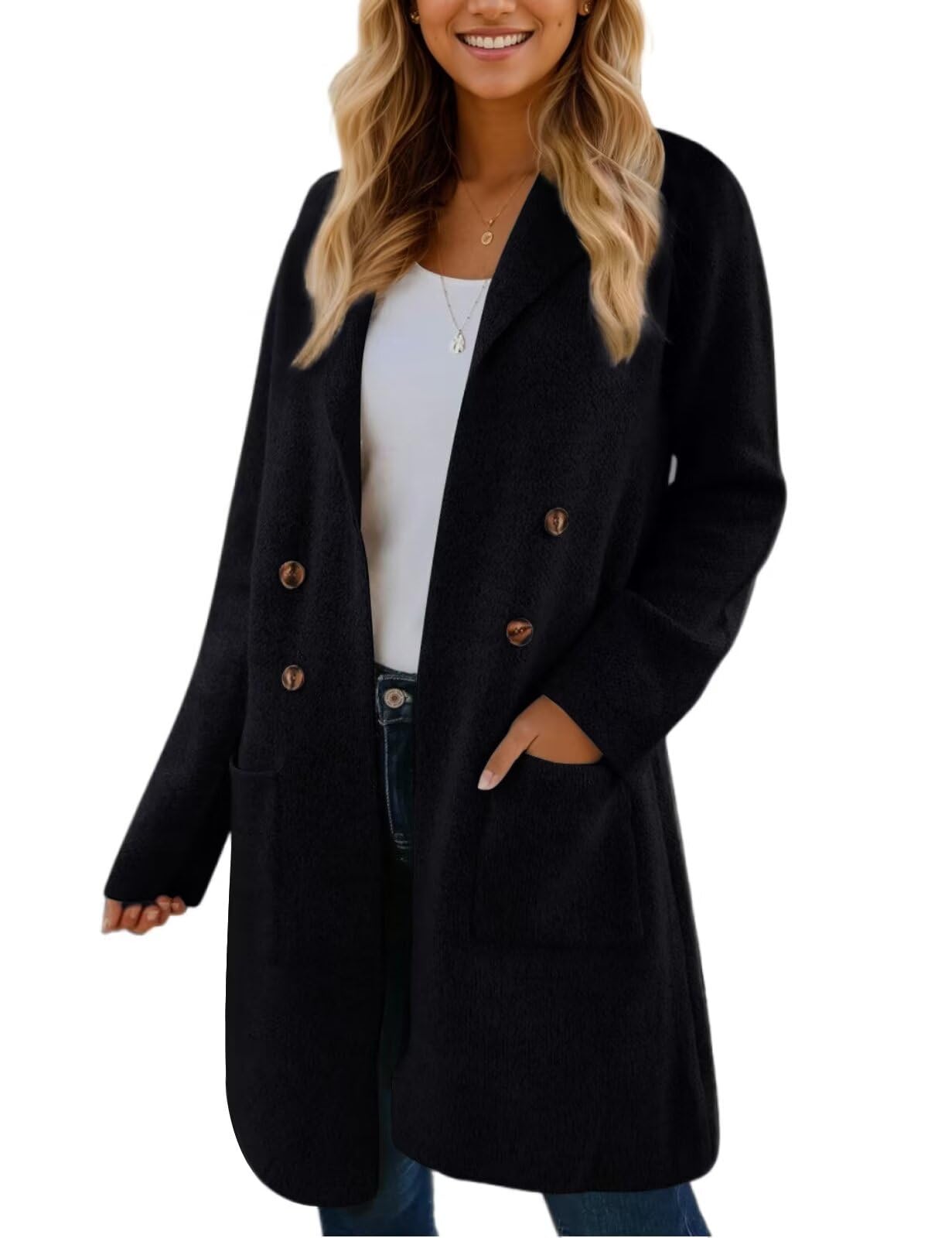 CiCiBird Women Fall Long Cardigan Sweater Trendy Knit Jacket Coat Dressy Blazer Coatigan