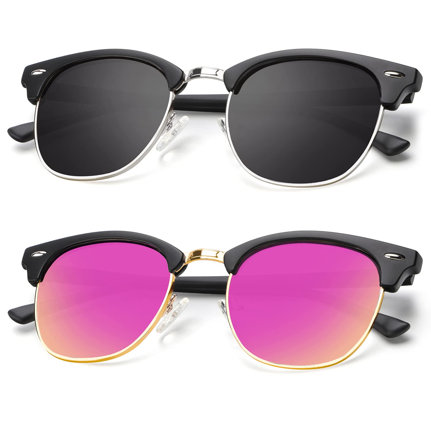 KALIYADI Polarized Sunglasses for Men and Women Semi-Rimless Frame Driving Sun glasses UV Blocking