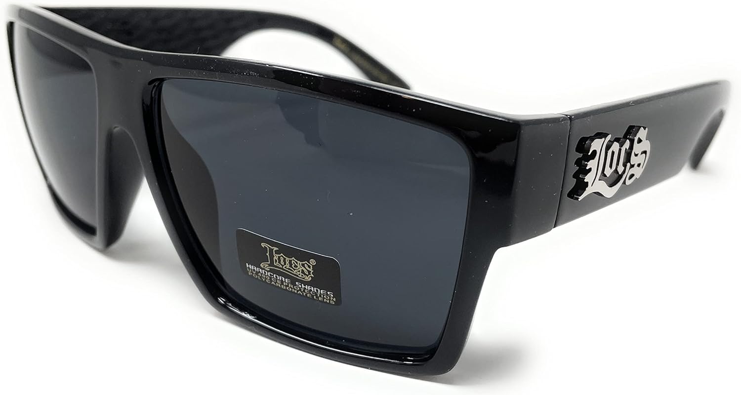 Locs 91105 Black Sunglasses | Authentic Gangster Flat Top Lowrider Maddogger Shades