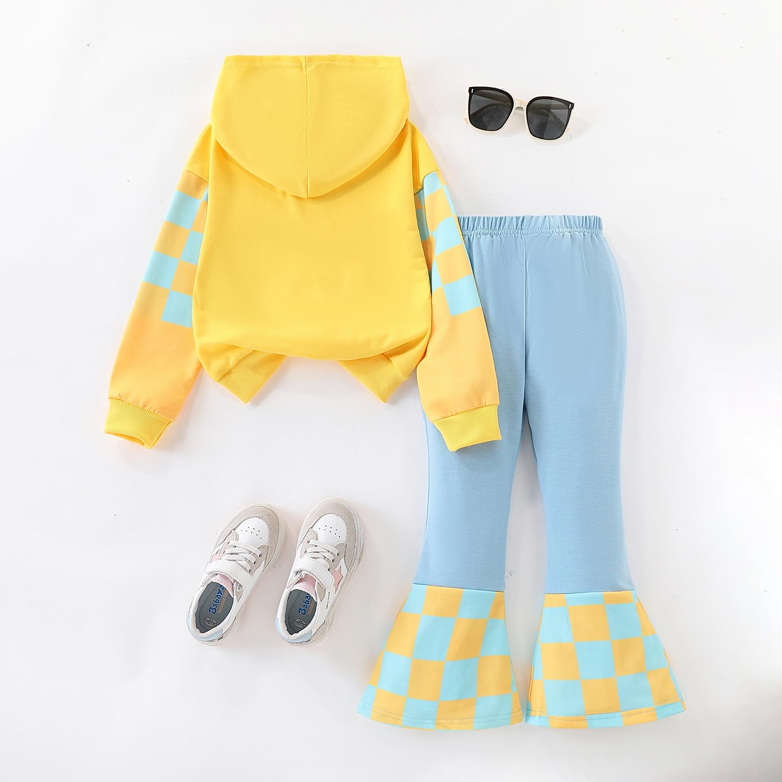 3-9 T Kids Toddler Girl Clothes Letter Print Sweatshirt Flared Pants 2Pc Outfits Set