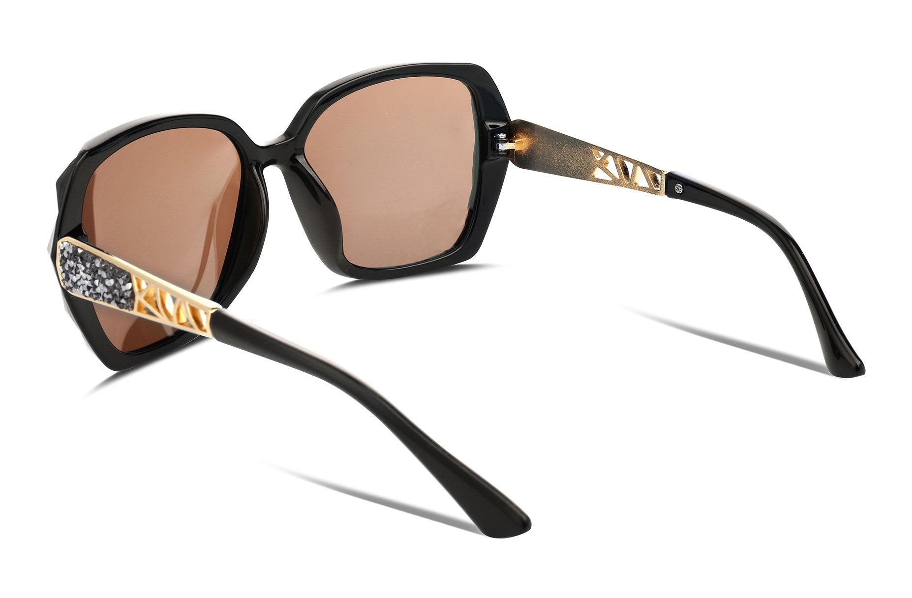 FEISEDY Polarized Women Square Sunglasses Sparkling Composite Shiny Frame B2289