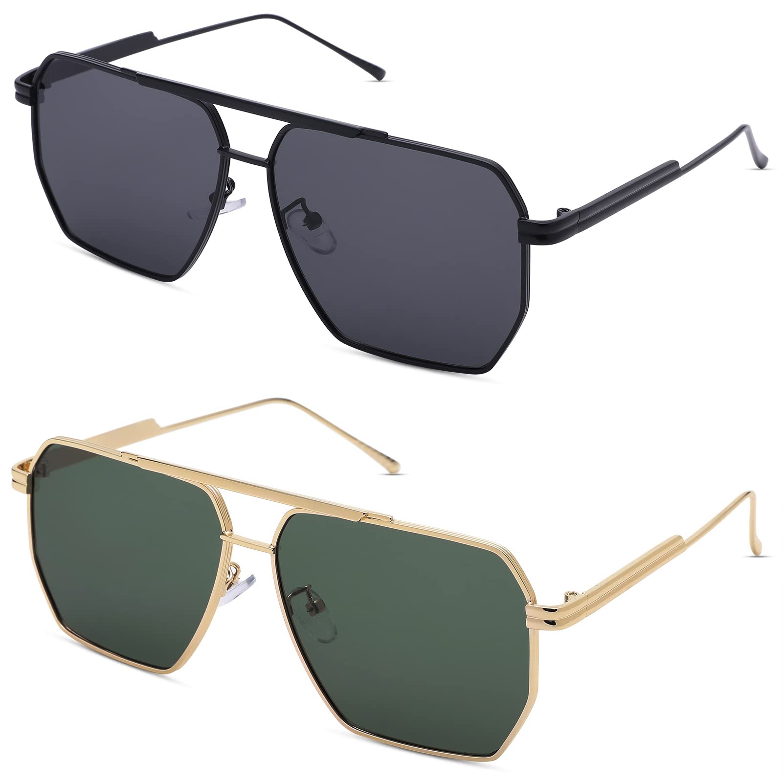 COASION Oversized Square Trendy Sunglasses for Women Men Classic Large Metal Retro Shades Vintage UV400 Sun Glasses