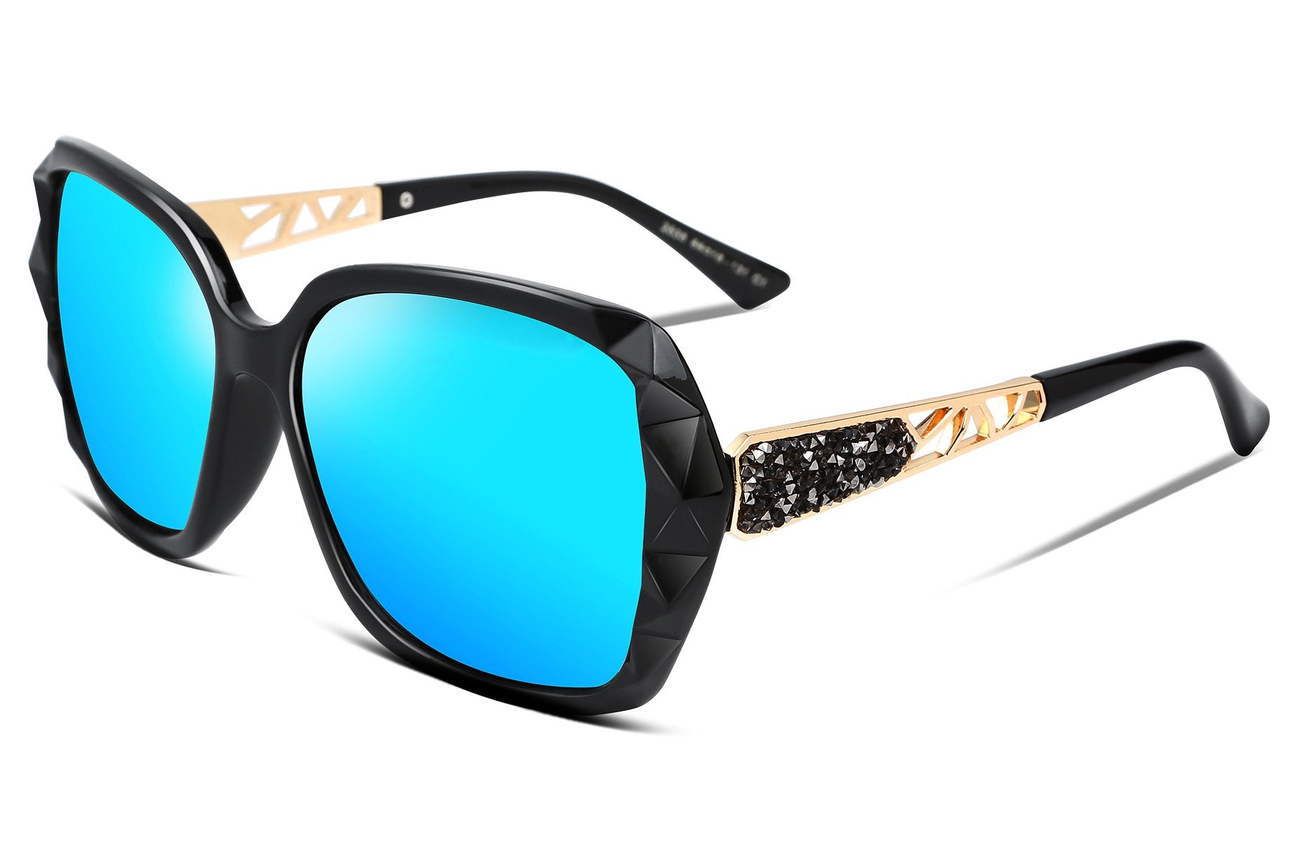 FEISEDY Polarized Women Square Sunglasses Sparkling Composite Shiny Frame B2289