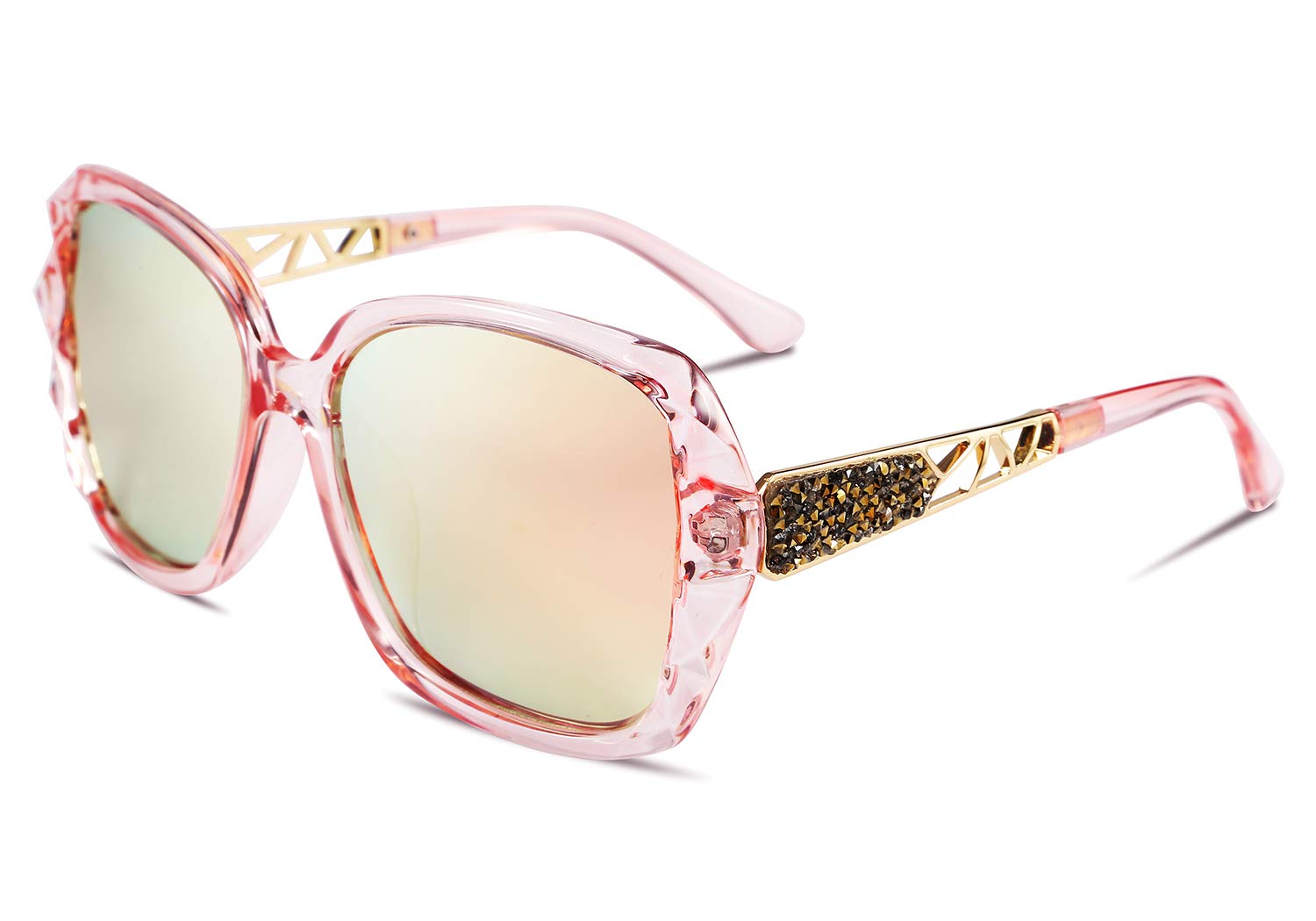 FEISEDY Polarized Women Square Sunglasses Sparkling Composite Shiny Frame B2289