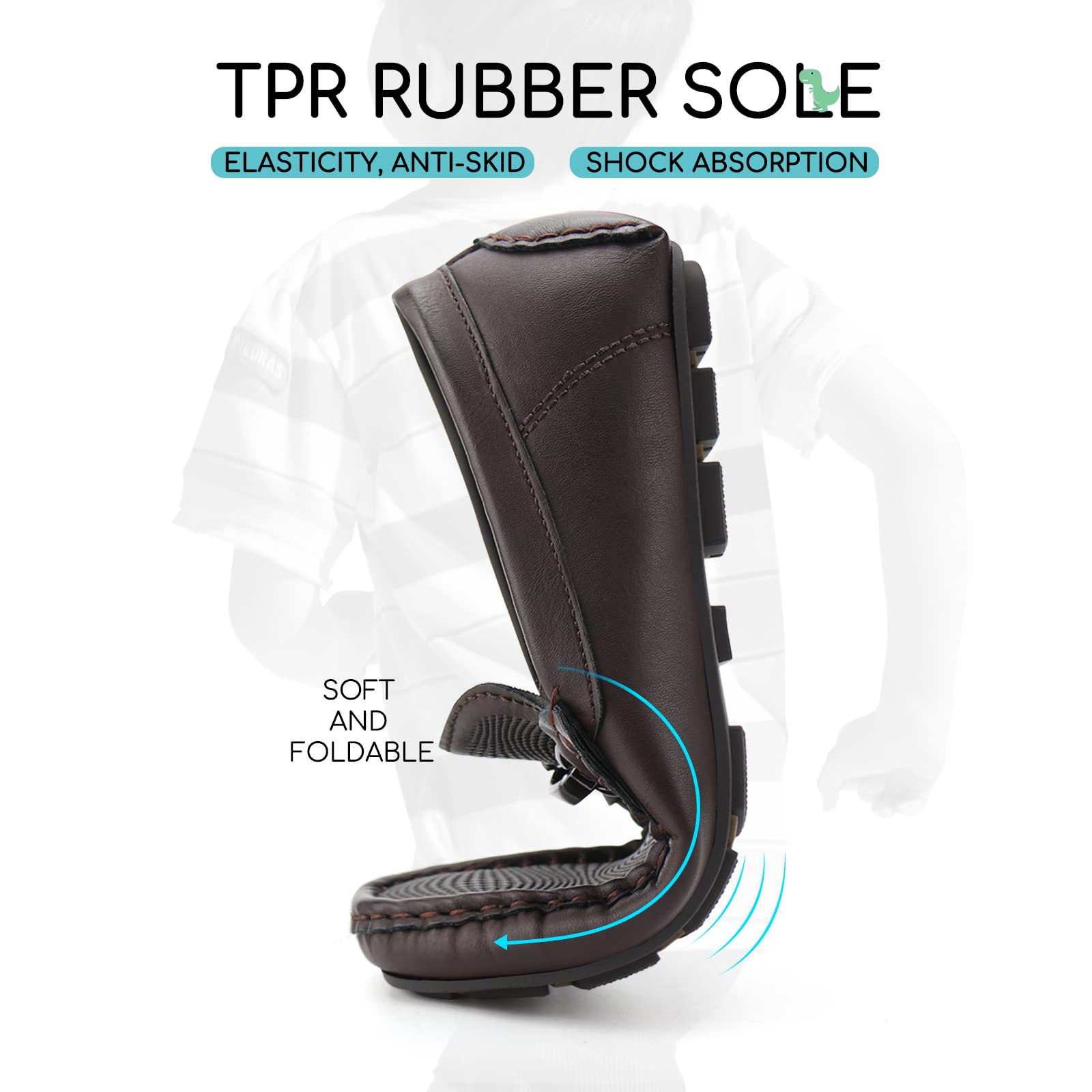 JABASIC Kids Penny Loafer Casual Slip-On Moccasin Flats Boys Dress Shoes