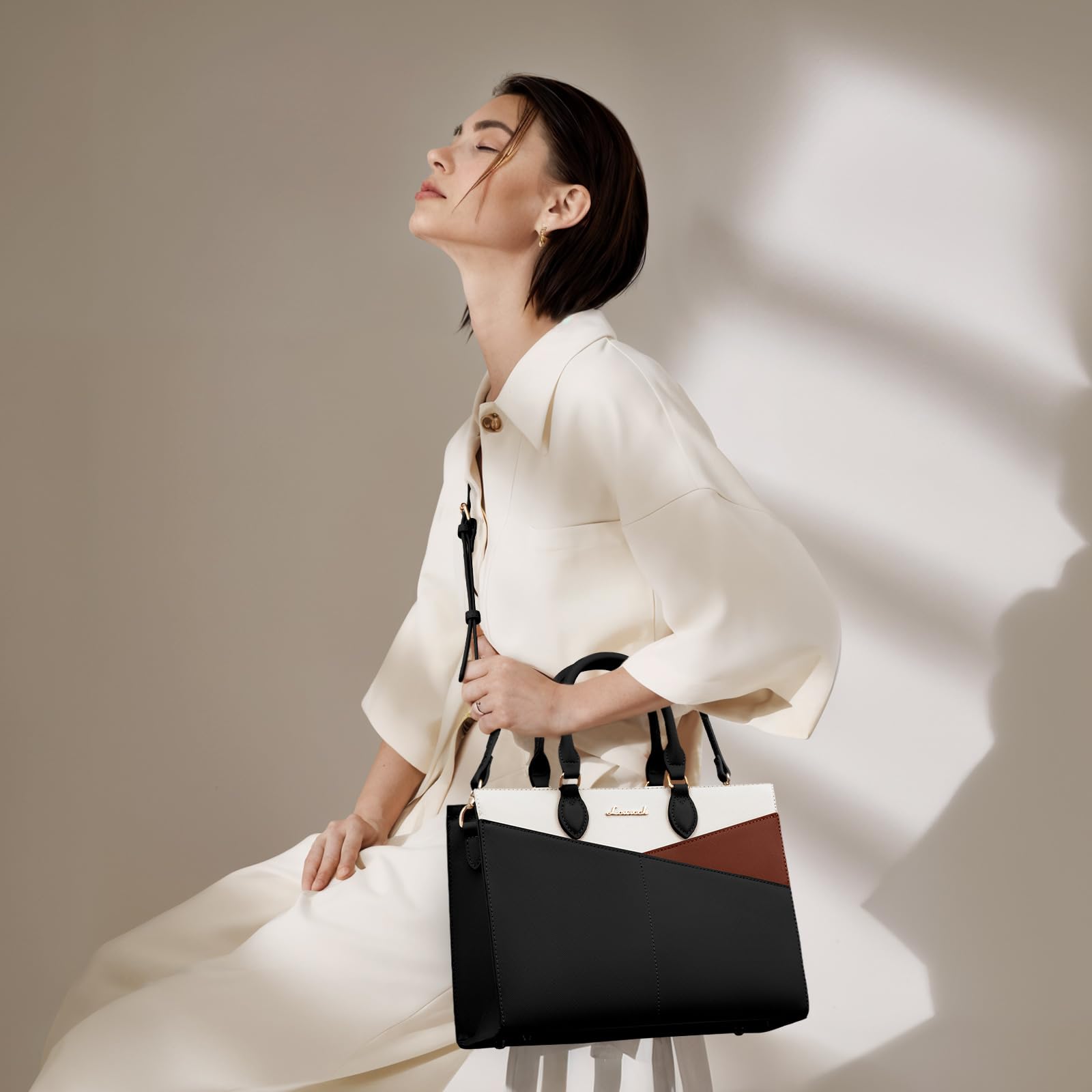 LOVEVOOK Purses for Women,Satchel Handbags Tote Bag, Black Pu Leather Shoulder Crossbody Top Handle Purse with Zipper