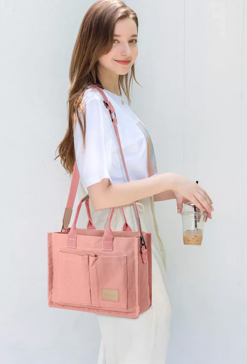 Tote Bags for Women Canvas Tote Purse Crossbody with Pockets Top Handle Shoulder Satchel Bag for Women