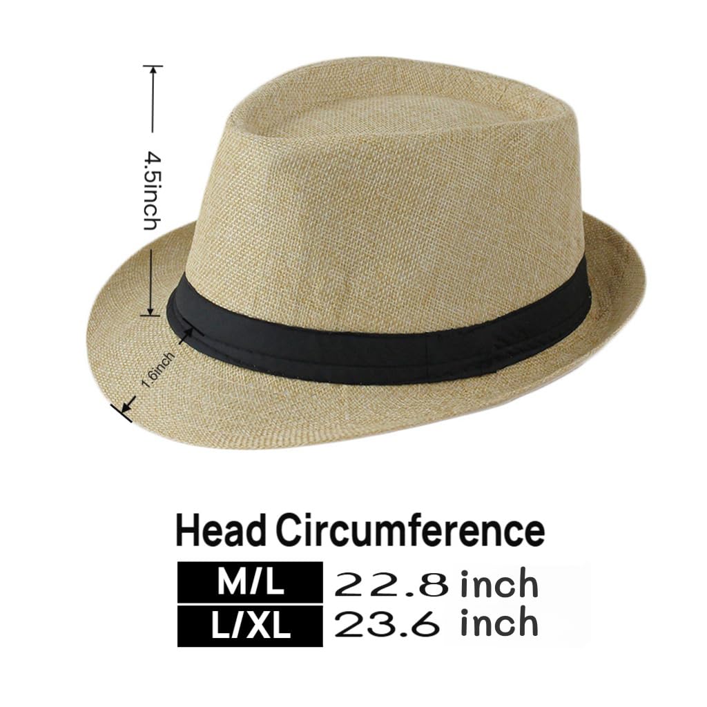 Unisex Classic 1920s Fedora Hat Short Brim Panama Trilby Hat Summer Beach Cap for Men Women