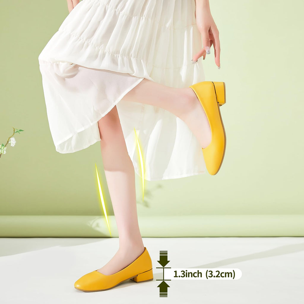 hash bubbie Women's Loafers Slip on Shoes Chunky Low Block Heels Closed Toe Pumps Shoes Office Shoes Ladies Elegant Wedding Dress Shoes