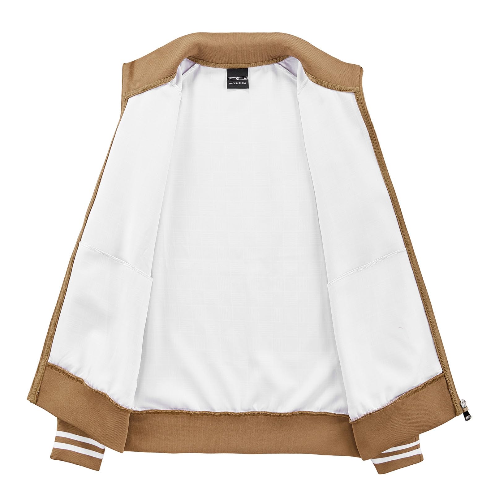 Men Tracksuits Full-zip Long Sleeve Plaid Track Jackets and Pants 2 Piece