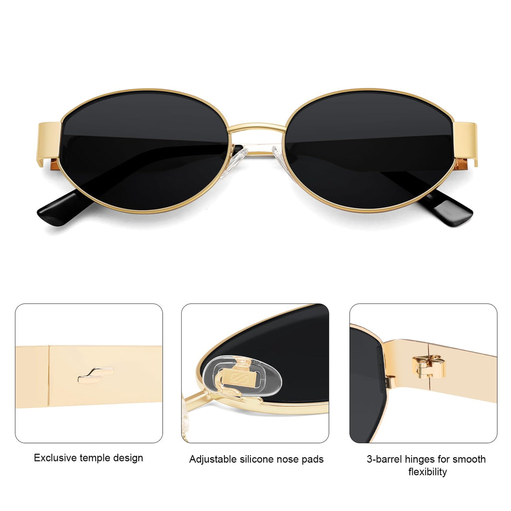 SOJOS Retro Oval Sunglasses for Women Trendy Classic Shades UV400 Protection SJ1256