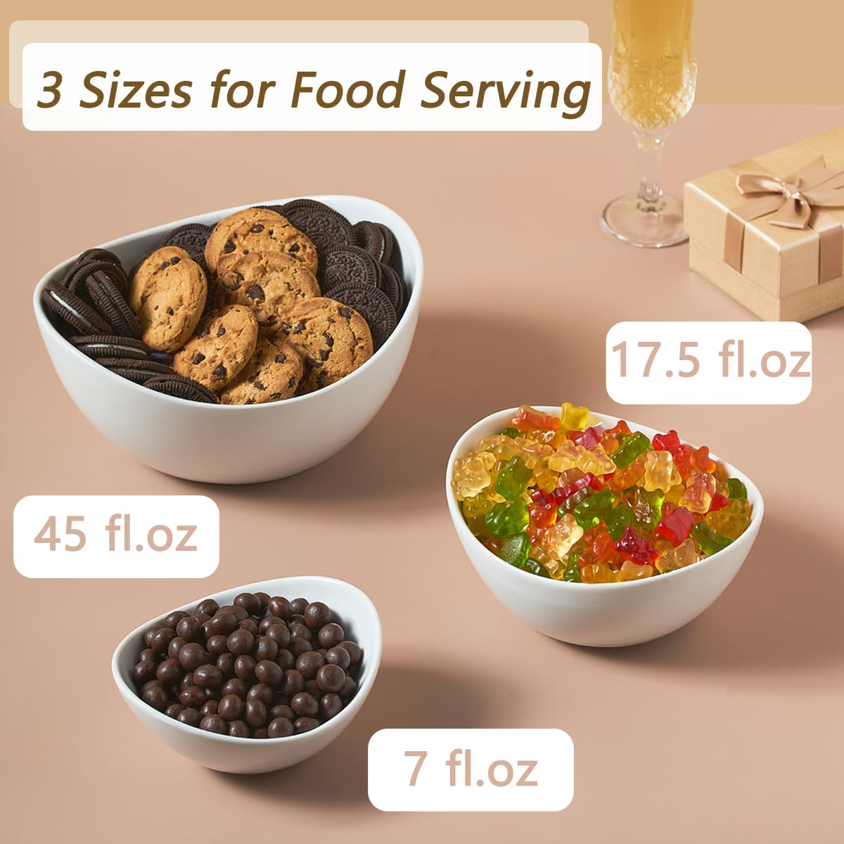 LYEOBOH 3 Tier Serving Bowls Set with Collapsible Thicker Metal Stand, Oval Serving Dishes for Entertaining Tiered Serving Stand for Fruit, Dessert, Candy, Chip and Dip (Black)