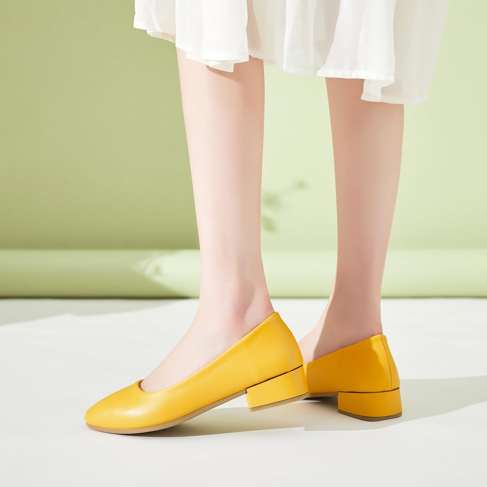 hash bubbie Women's Loafers Slip on Shoes Chunky Low Block Heels Closed Toe Pumps Shoes Office Shoes Ladies Elegant Wedding Dress Shoes