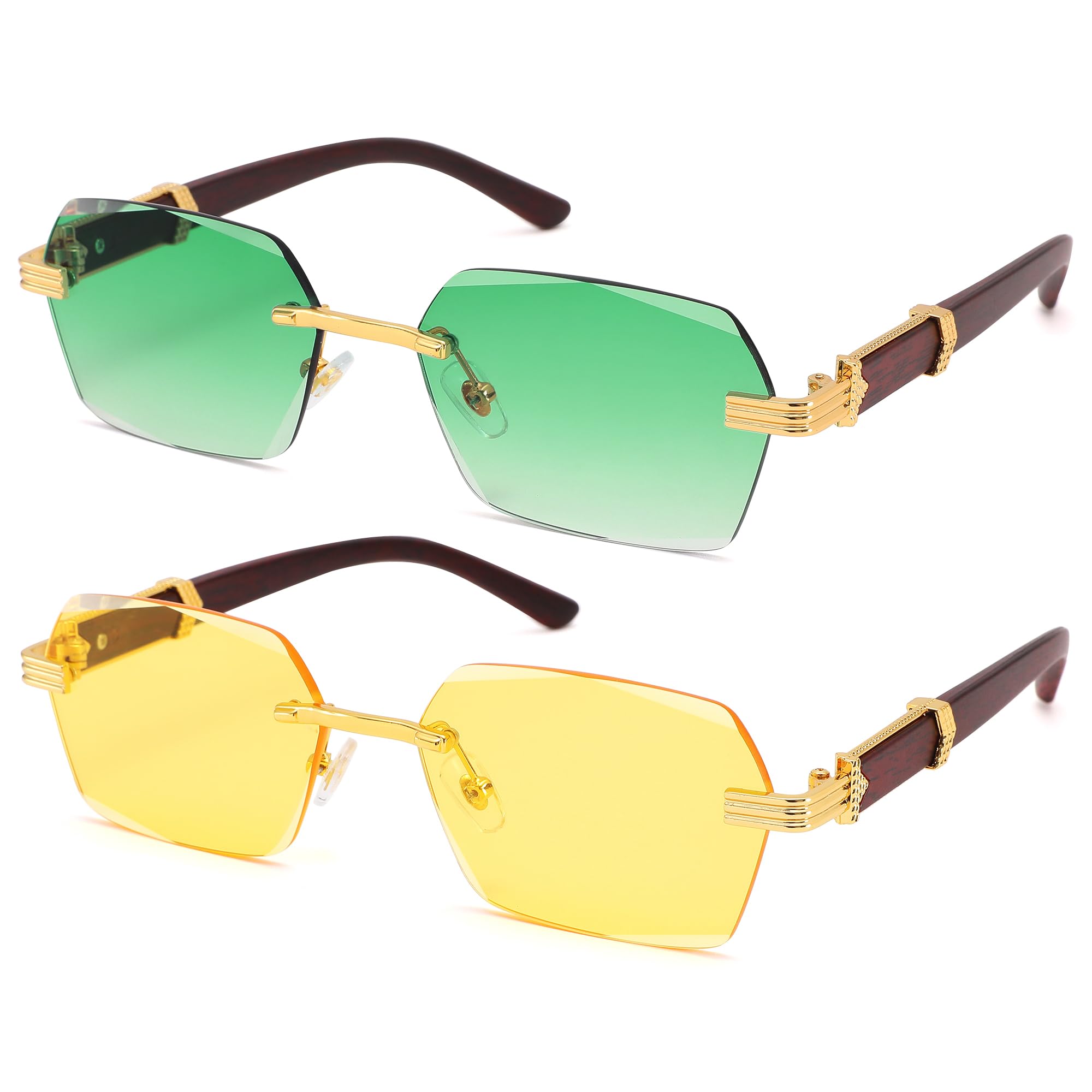 Hycredi Rimless Rectangle Sunglasses Men Women Retro Frameless Square Shade Y2k Sun Glasses Tinted Eyewear