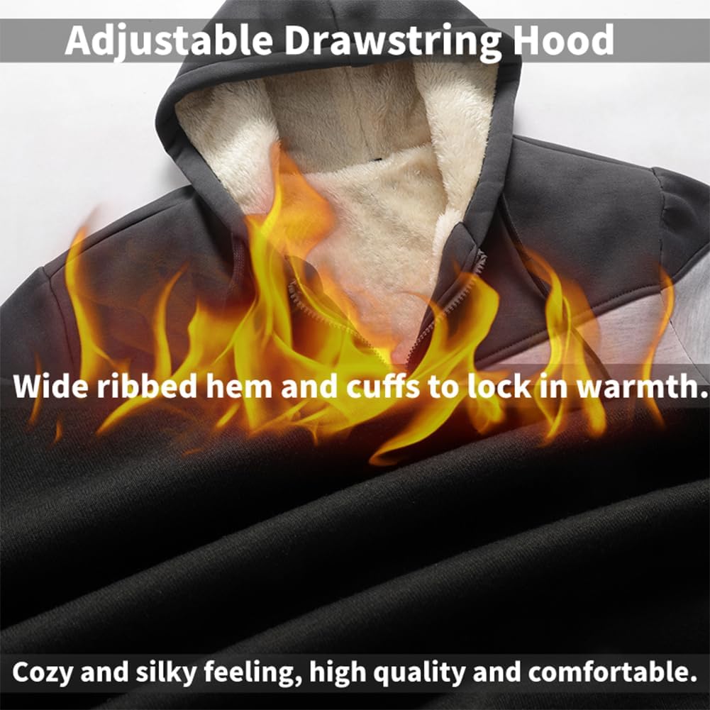 Men's Winter Fleece Thermal Jackets for Men Sherpa Lined Hoodies Warm Thick Jacket Outerwear