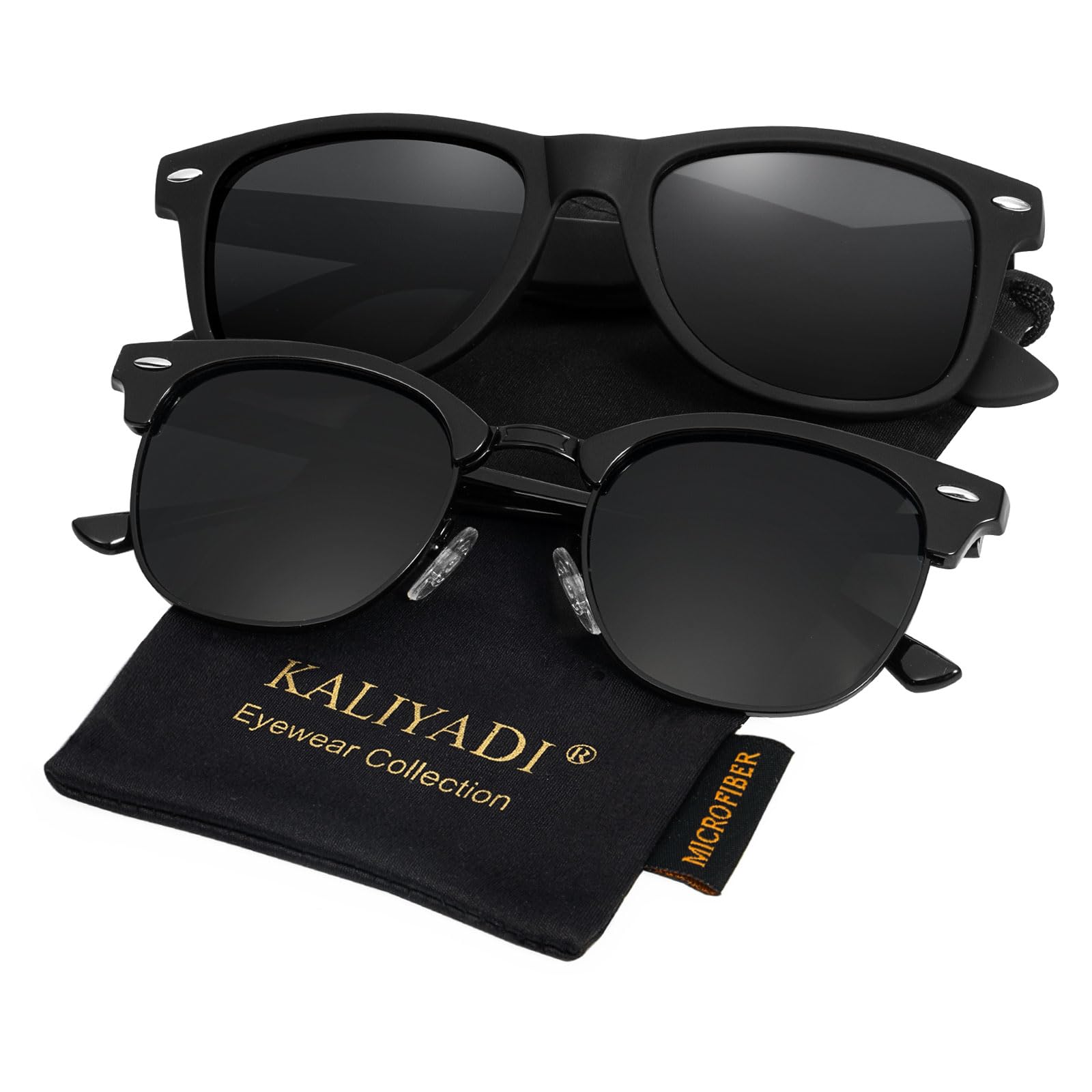 KALIYADI Polarized Sunglasses for Men and Women Semi-Rimless Frame Driving Sun glasses UV Blocking