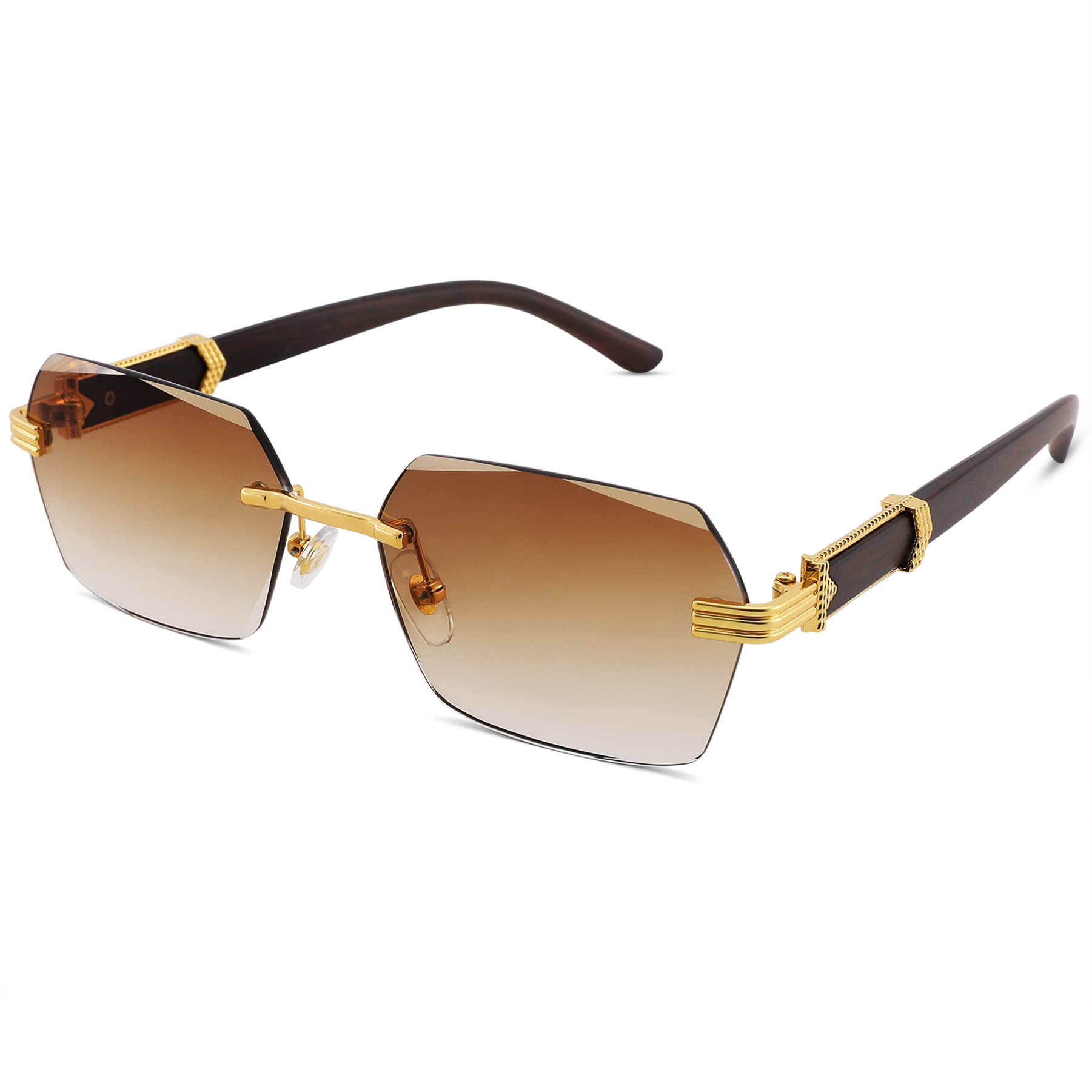 Hycredi Rimless Rectangle Sunglasses Men Women Retro Frameless Square Shade Y2k Sun Glasses Tinted Eyewear