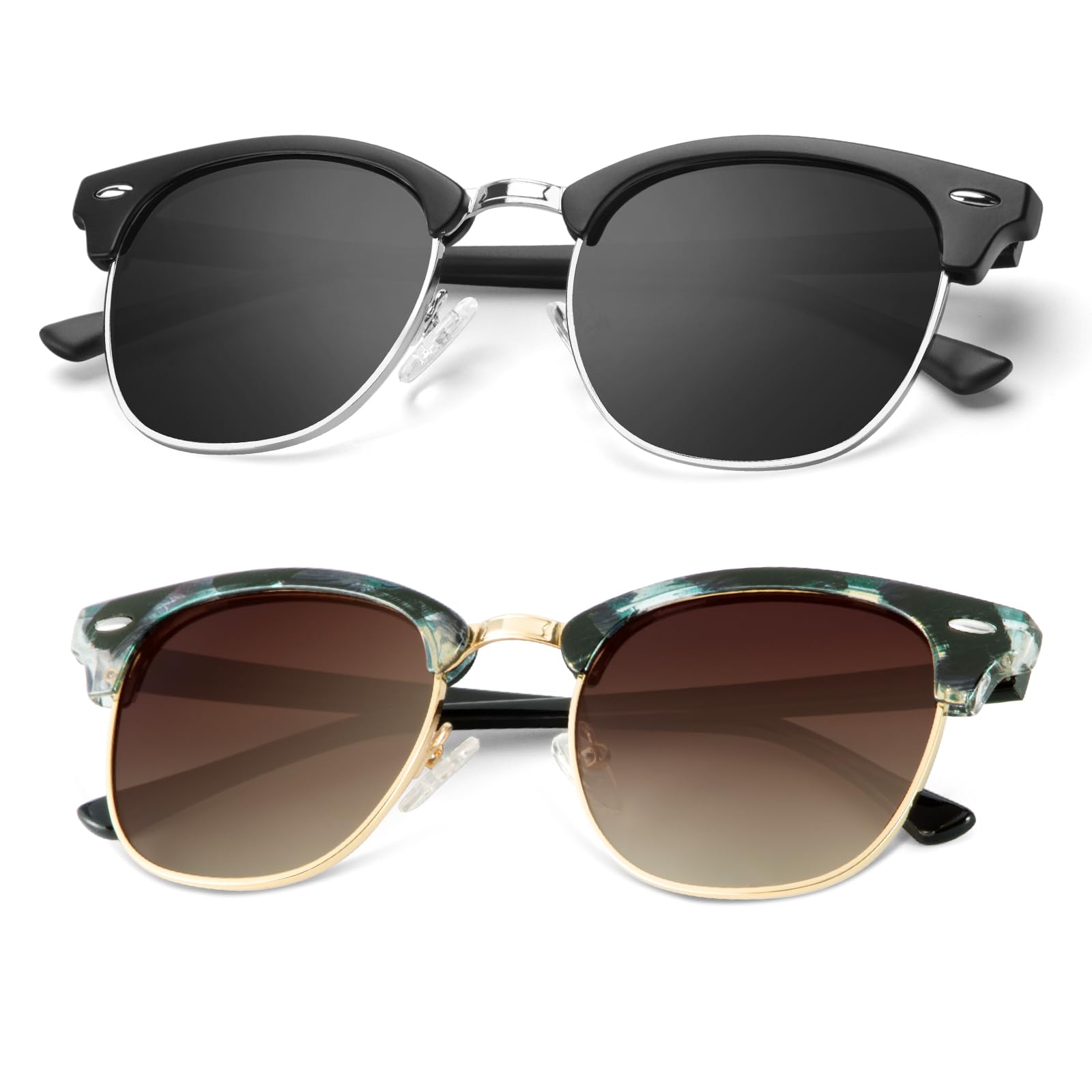 KALIYADI Polarized Sunglasses for Men and Women Semi-Rimless Frame Driving Sun glasses UV Blocking