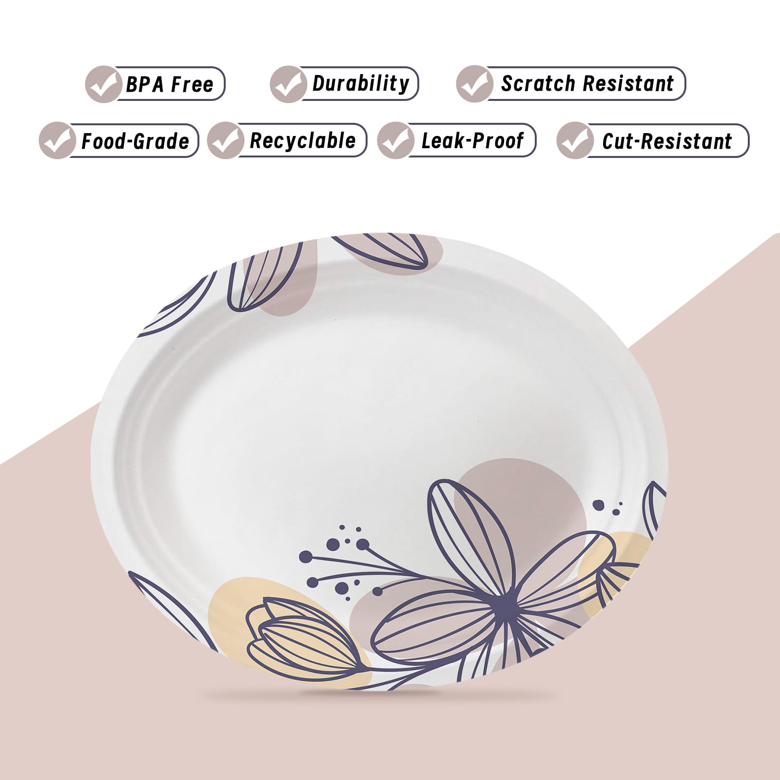 50 Pack Oval Thanksgiving Plates 12 x 10 Inch Thanksgiving Paper Plates Heavy Duty - Large Disposable Dinner Platters,Turkey Pumpkin Autumn Fall Harvest Thanksgiving Party Decor