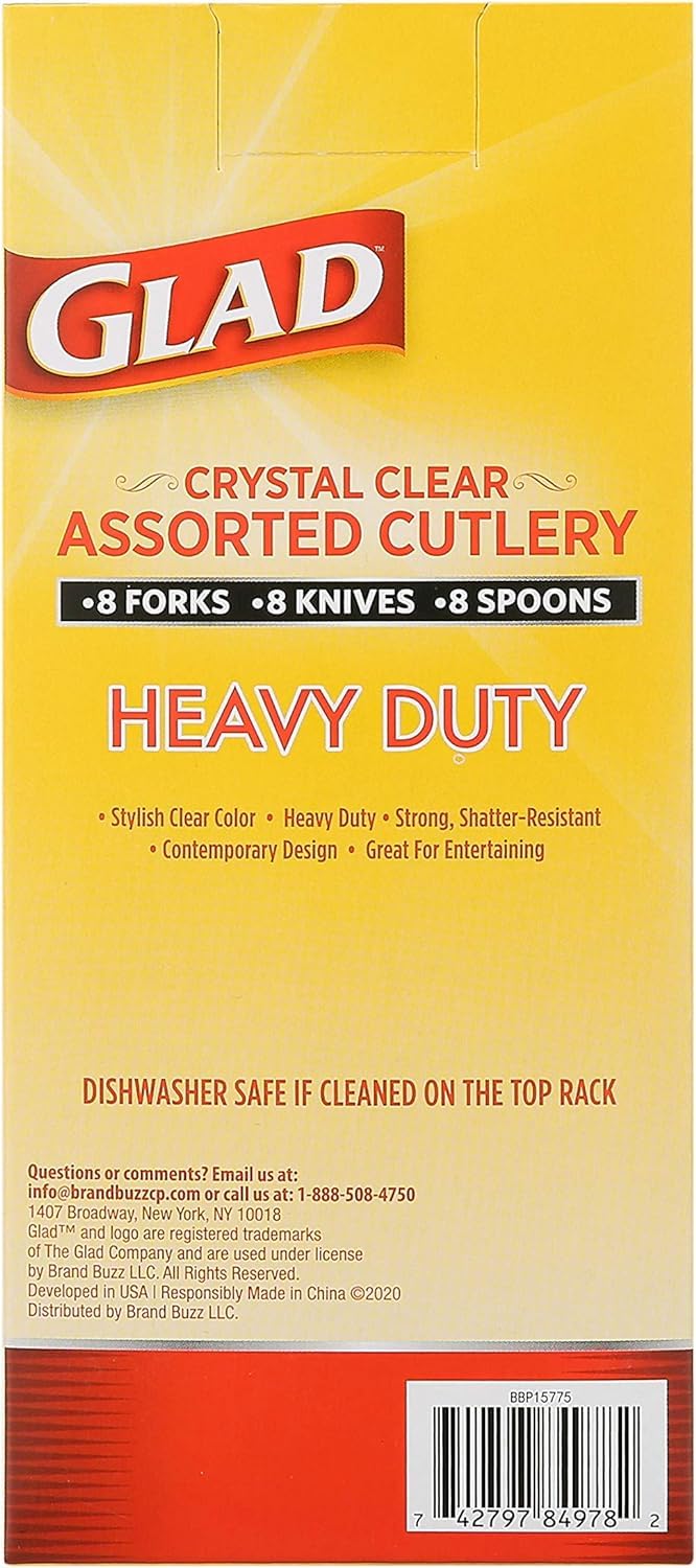 Glad Disposable Cutlery Set - Clear Heavy Duty Plastic Forks, Knives, and Spoons - 240 Piece Plasticware for Parties - Durable, Sturdy Recyclable Utensils - Great for July 4th, Thanksgiving, Christmas