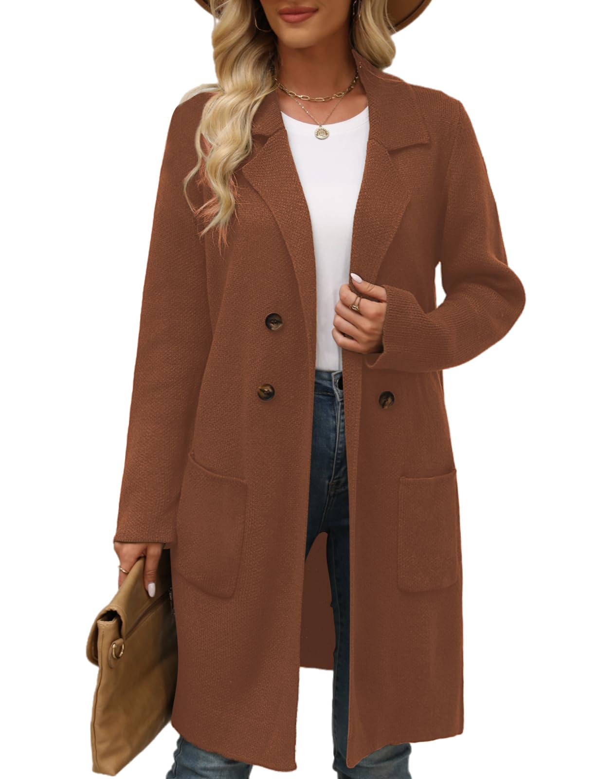 CiCiBird Women Fall Long Cardigan Sweater Trendy Knit Jacket Coat Dressy Blazer Coatigan