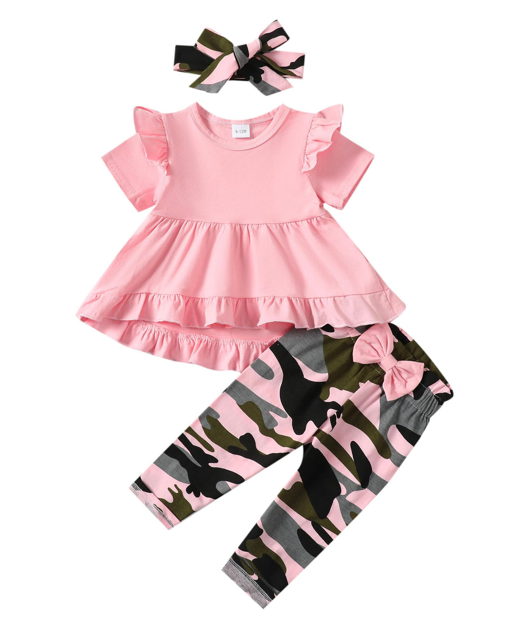 Kucnuzki Baby Girl Clothes Toddler Girl Outfit Ruffle Sleeve Shirt Floral Pant Set Fall Winter Clothing for Girl