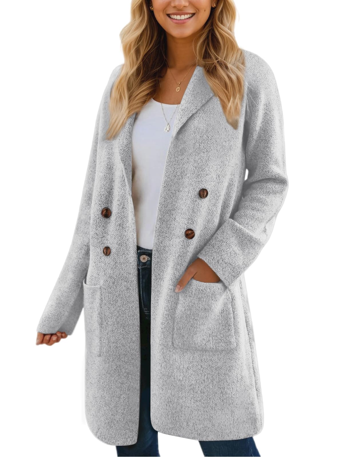 CiCiBird Women Fall Long Cardigan Sweater Trendy Knit Jacket Coat Dressy Blazer Coatigan