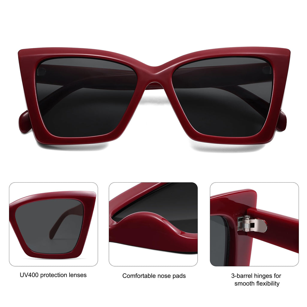 SOJOS Trendy Oversized Cateye Sunglasses Womens UV400 Large Designer Shades Lentes De Sol Para Mujer SJ2347