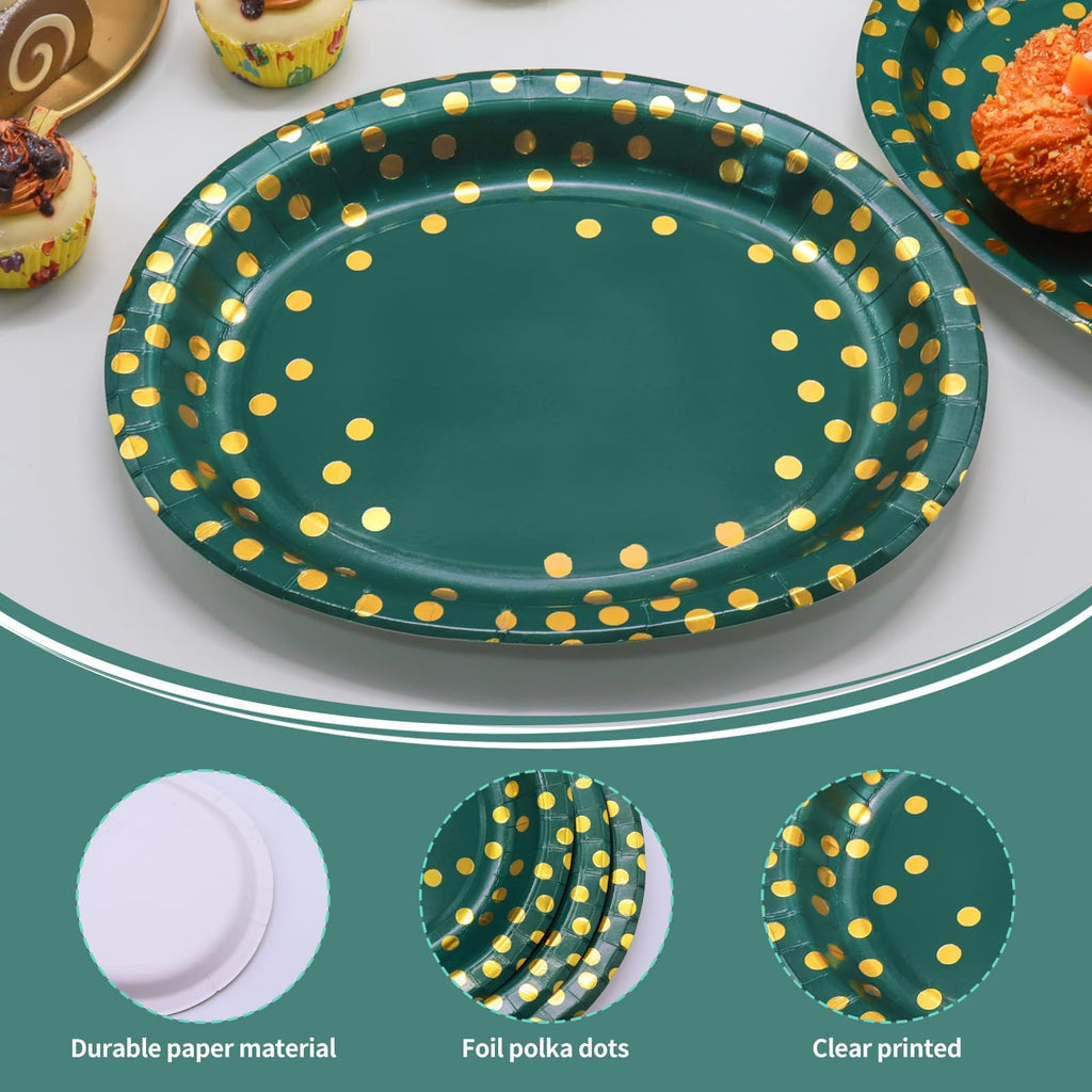 50 Pack Oval Thanksgiving Plates 12 x 10 Inch Thanksgiving Paper Plates Heavy Duty - Large Disposable Dinner Platters,Turkey Pumpkin Autumn Fall Harvest Thanksgiving Party Decor