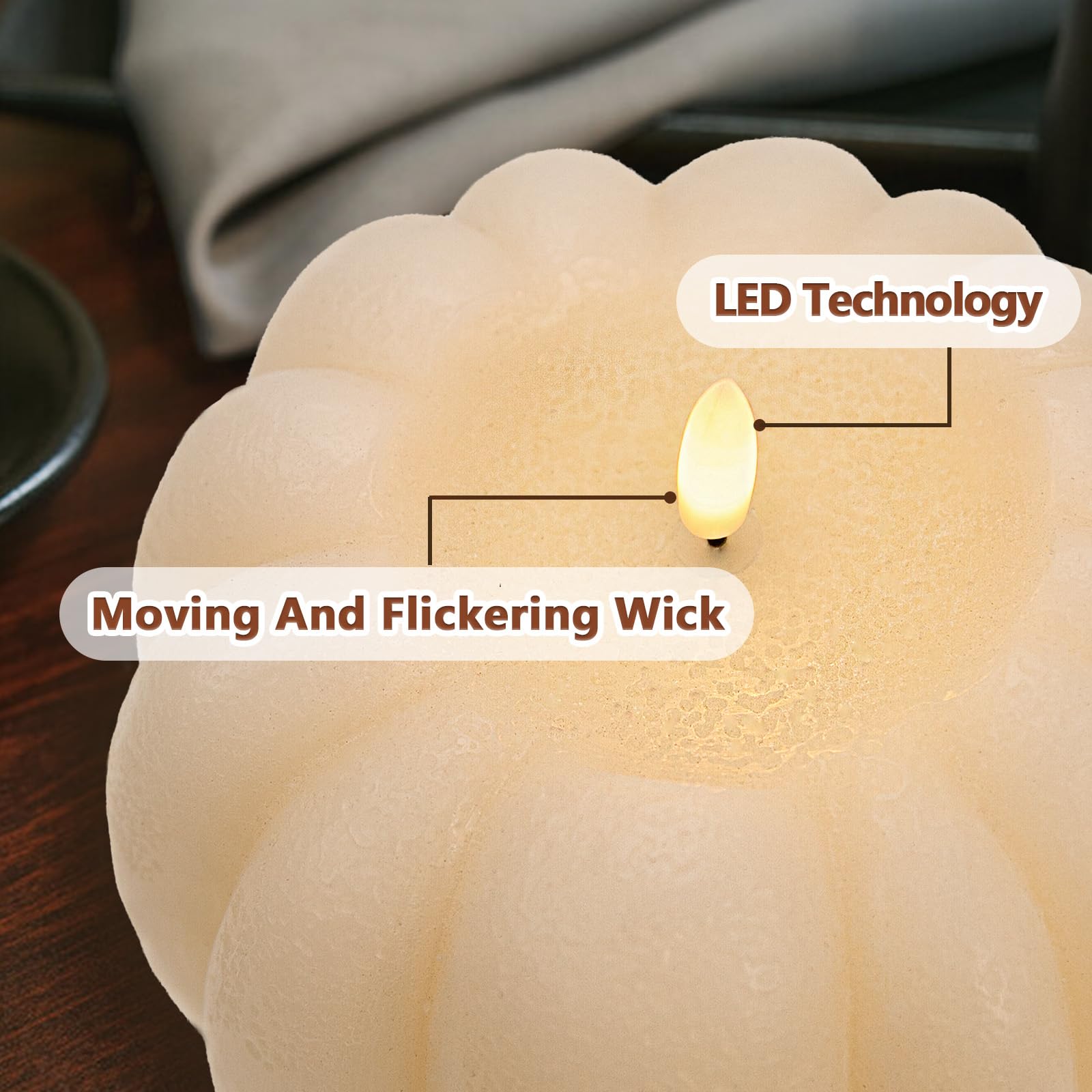 Fall Decorations for Home - Fall Decor - Flickering Flameless Wax Pumpkin LED Candle with Timer Remote Control- Thanksgiving Gifts - Autumn Farmhouse Rustic Harvest Decor for Tiered Tray Table Indoor