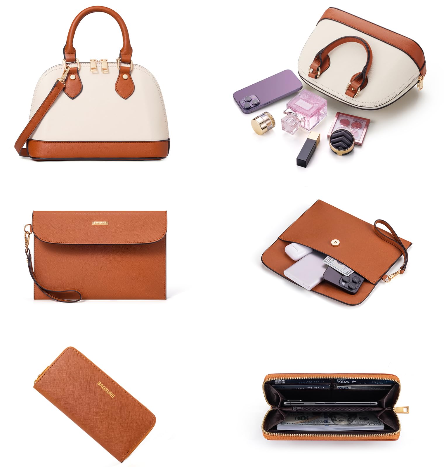 4PCS Women Fashion Handbags Purses Wallet Shoulder Bags Casual Tote Bag Crossbody Bags, Handbag Set Gift for Ladies Girls