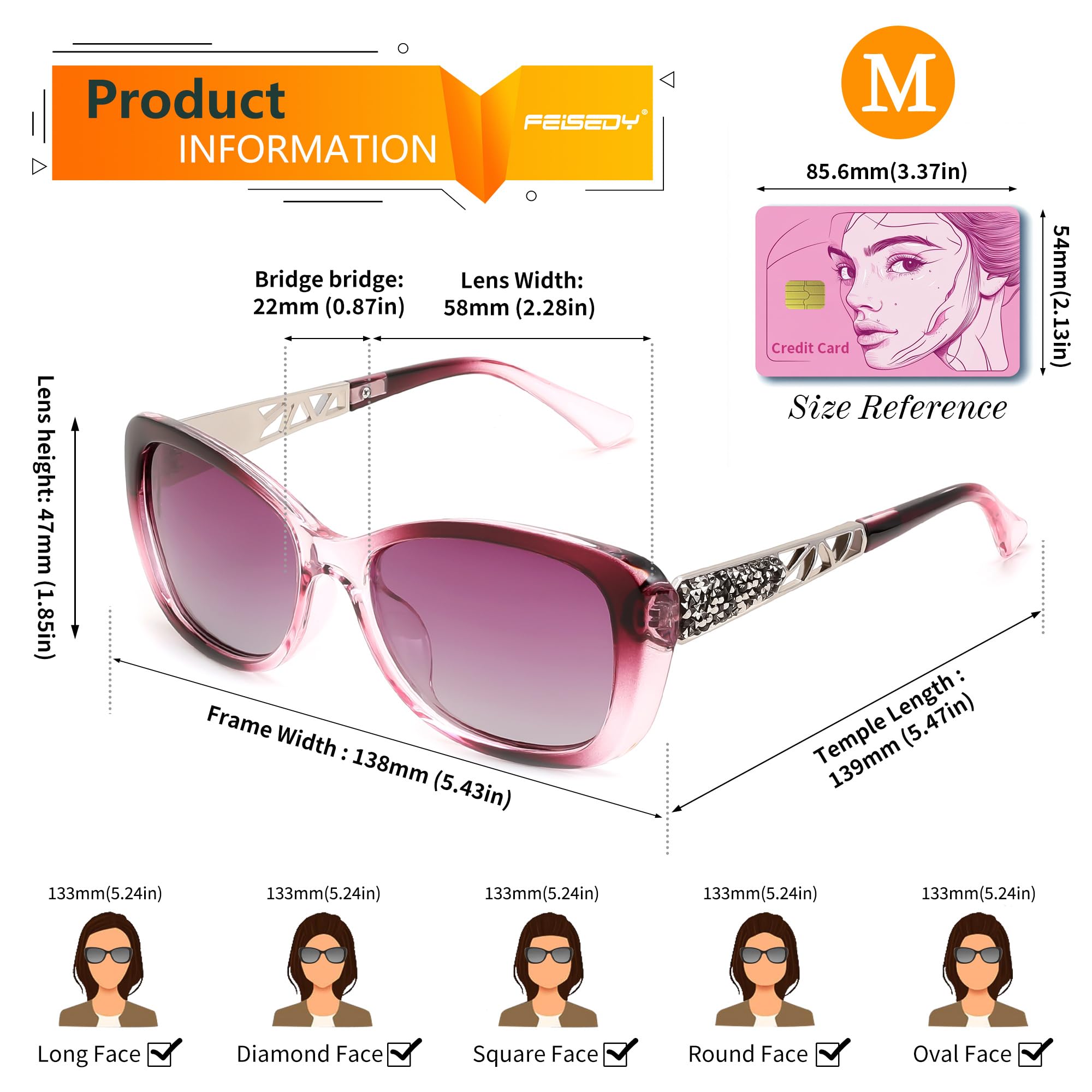 FEISEDY Polarized Women Sunglasses Retro Shades Photochromic Lens Sparkling Crystal Sunglasses UV400 Protection B0144