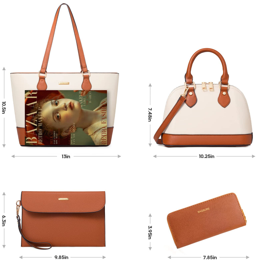 4PCS Women Fashion Handbags Purses Wallet Shoulder Bags Casual Tote Bag Crossbody Bags, Handbag Set Gift for Ladies Girls