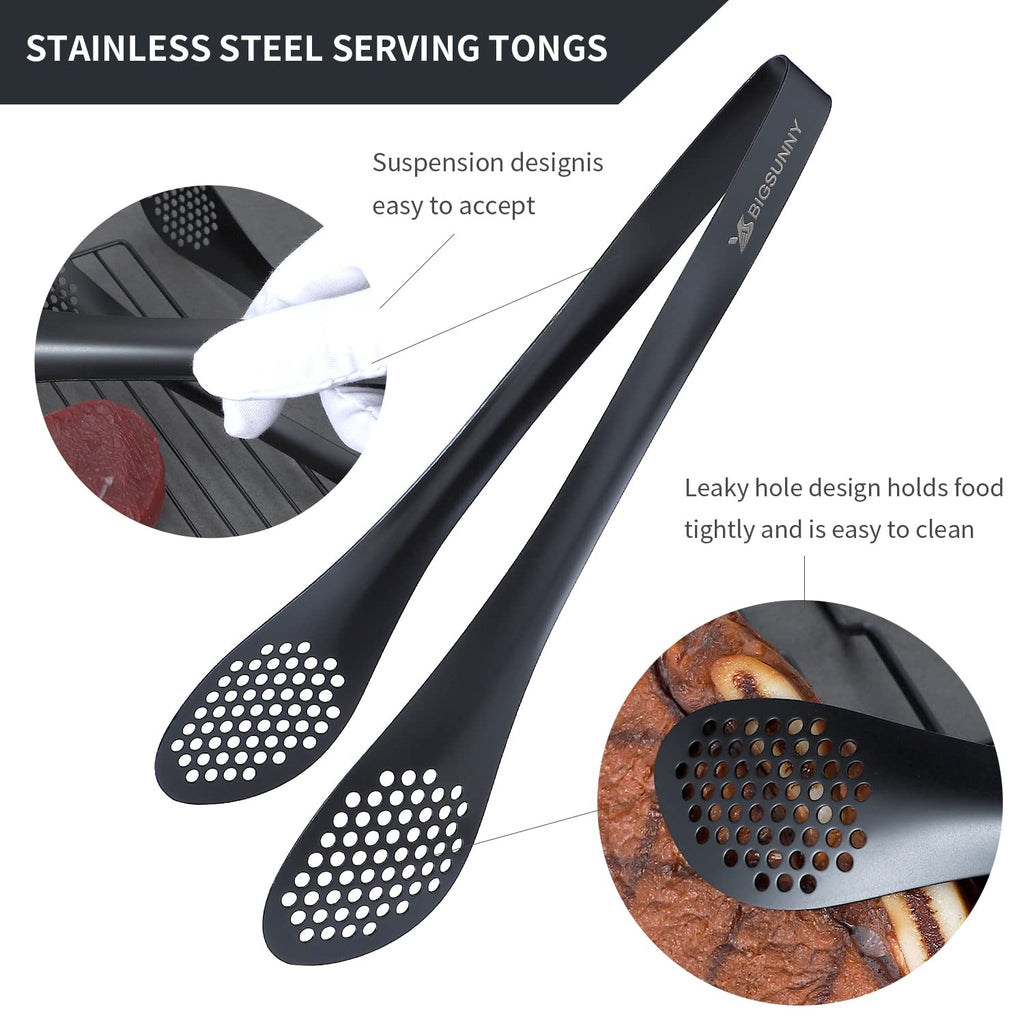 MSY BIGSUNNY 9 inch Buffet Tongs, Set of 2 Stainless Steel Food Serving Tongs