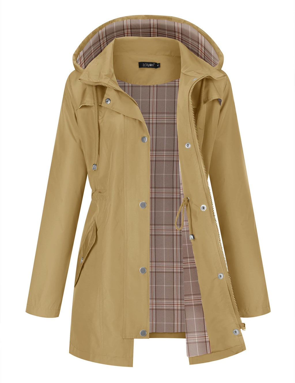 LOMON Women Waterproof Outdoor Hiking Raincoat Women Lined Rain Jacket Lightweight Hooded Jackets Trench Coats