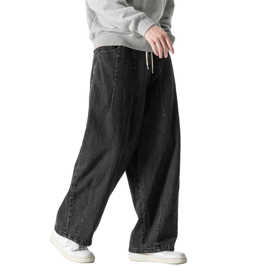 DOSLAVIDA Men's Hip Hop Jean Joggers Loose Fit Streetwear Biker Baggy Jeans Pants Stylish Printed Cargo Denim Pants