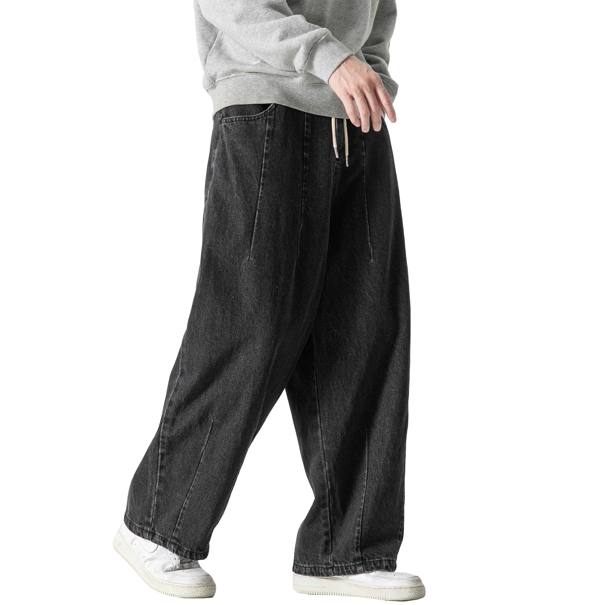 DOSLAVIDA Men's Hip Hop Jean Joggers Loose Fit Streetwear Biker Baggy Jeans Pants Stylish Printed Cargo Denim Pants