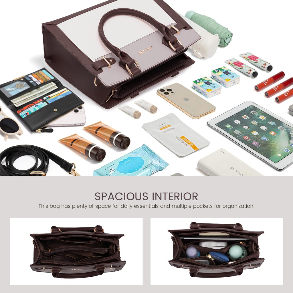 LOVEVOOK Purses and Handbags for Women, Tote Shoulder Bag Satchel Black Purse and PU Leather Top Handle for ladies