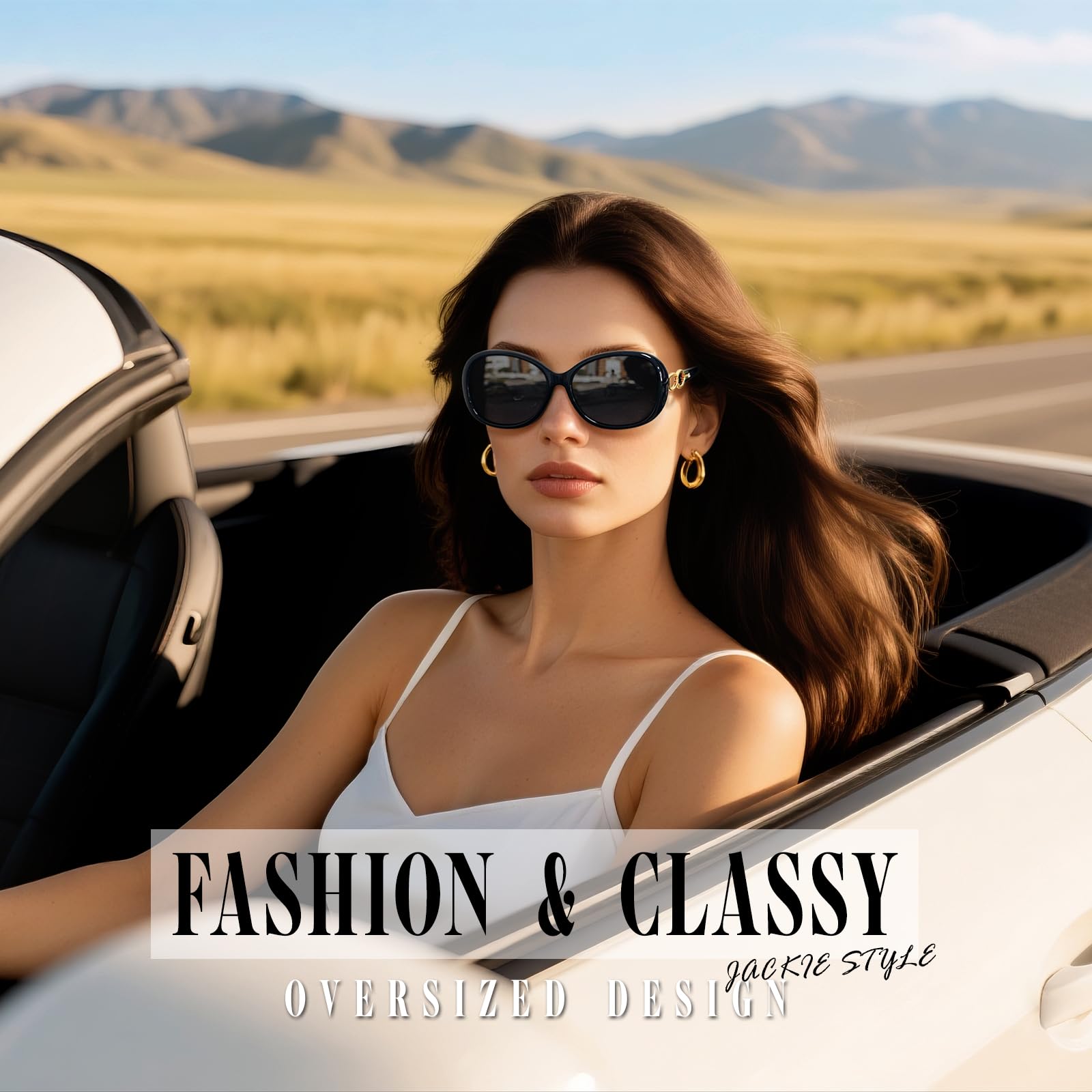 Sunier Sunglasses Womens Polarized Trendy Oversized Sun Glasses Fashion Ladies Shades 100% UV400 Protection S85