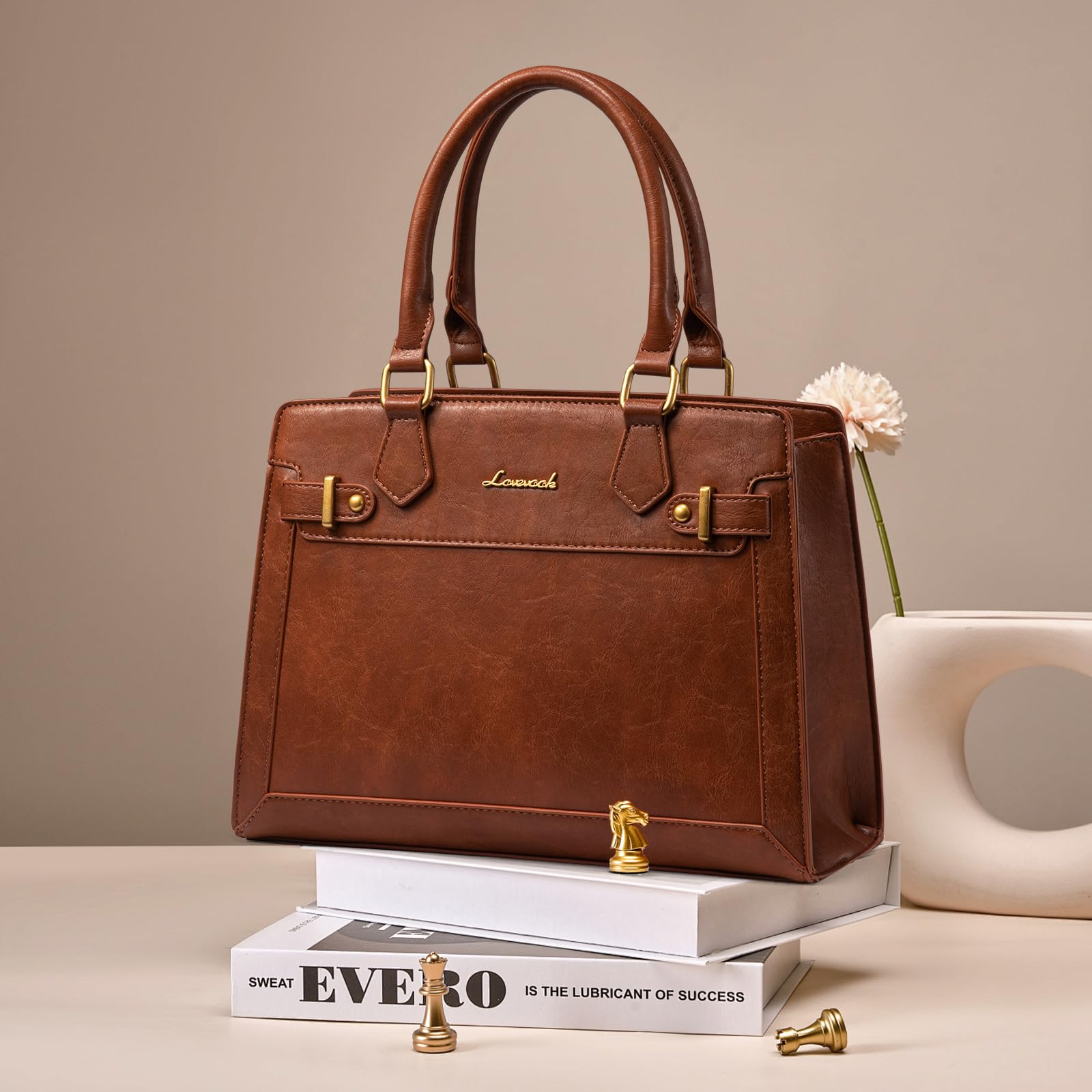 LOVEVOOK Purses and Handbags for Women, Tote Shoulder Bag Satchel Black Purse and PU Leather Top Handle for ladies