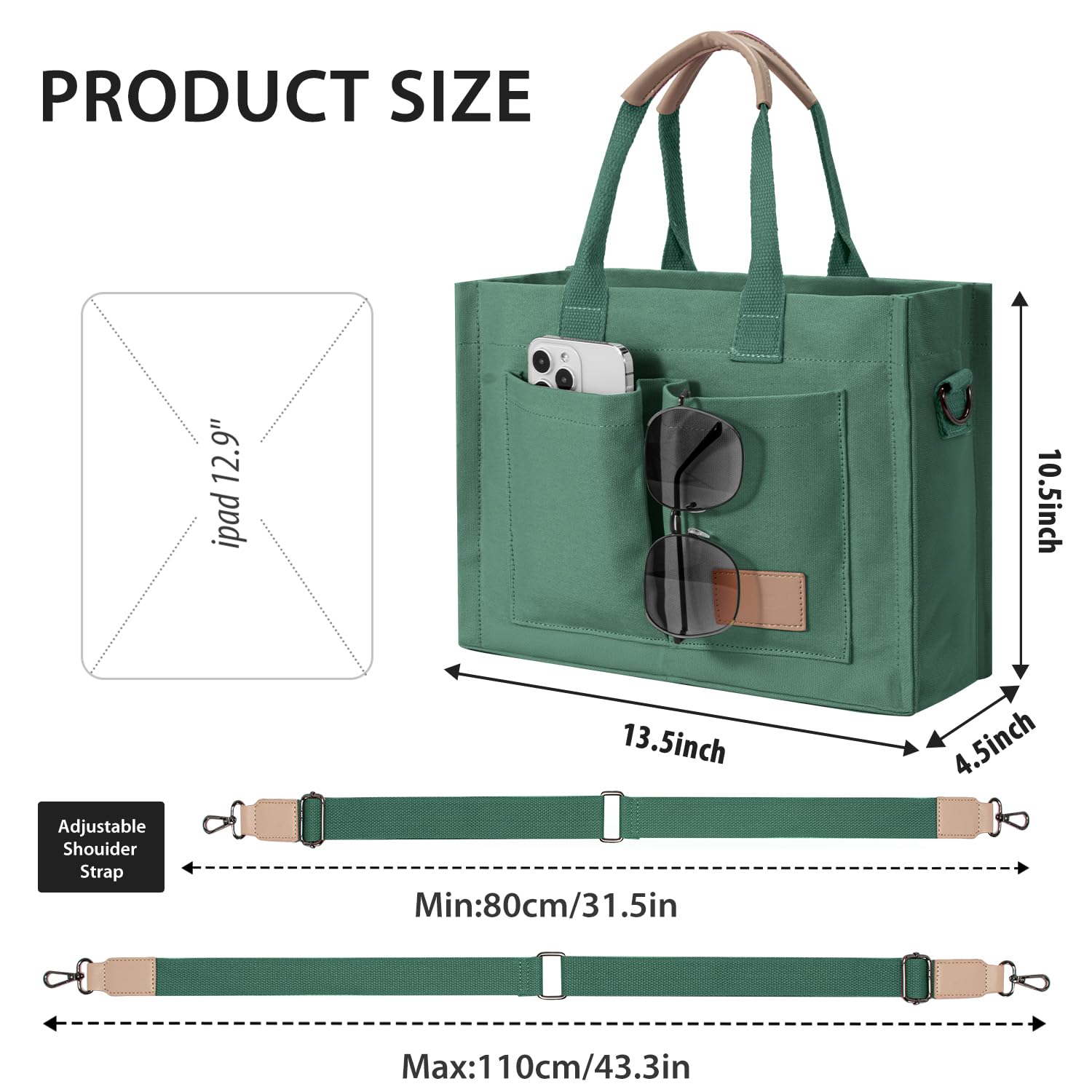 Tote Bags for Women Canvas Tote Purse Crossbody with Pockets Top Handle Shoulder Satchel Bag for Women