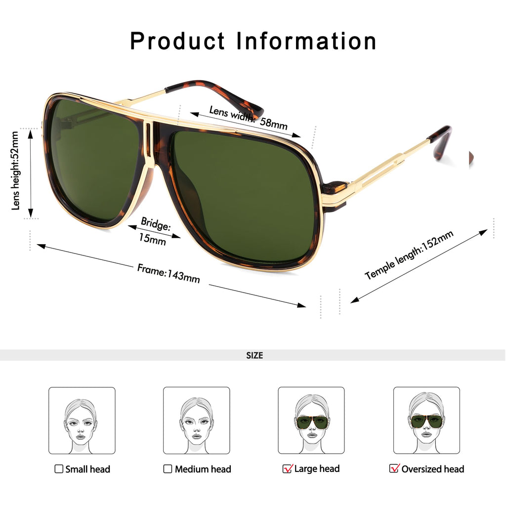Retro Aviator Sunglasses for Women Men Oversized 70s 90s Square Womens Mens Sunnies AP3683
