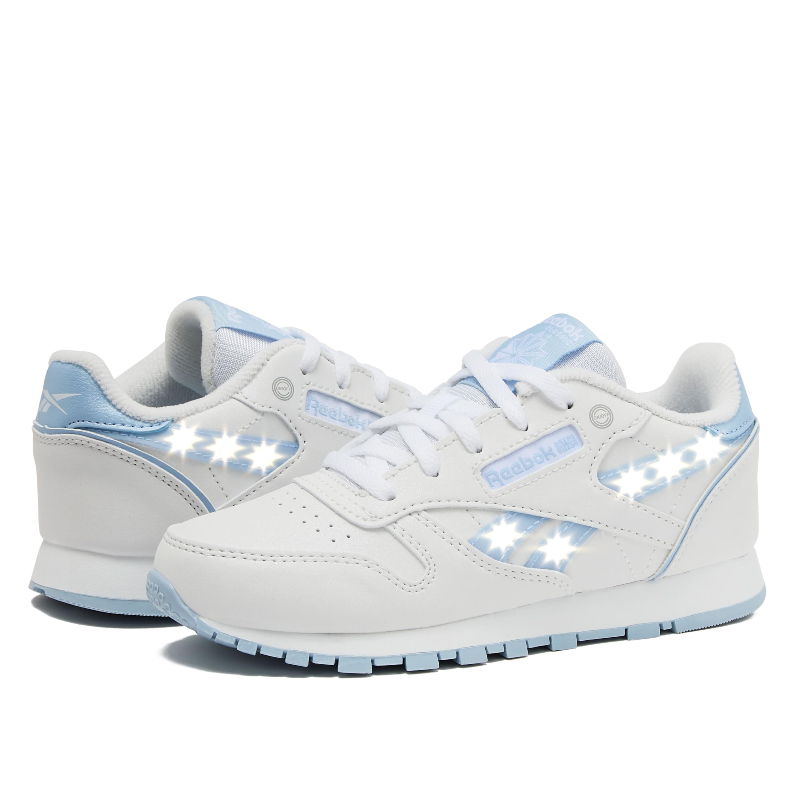 Reebok Classic Leather Step N Flash 2.0 LED Light Up Boys and Girls Sneakers, Lightweight Tennis or Athletic Shoes, Little Kids and Toddler Size 11-3