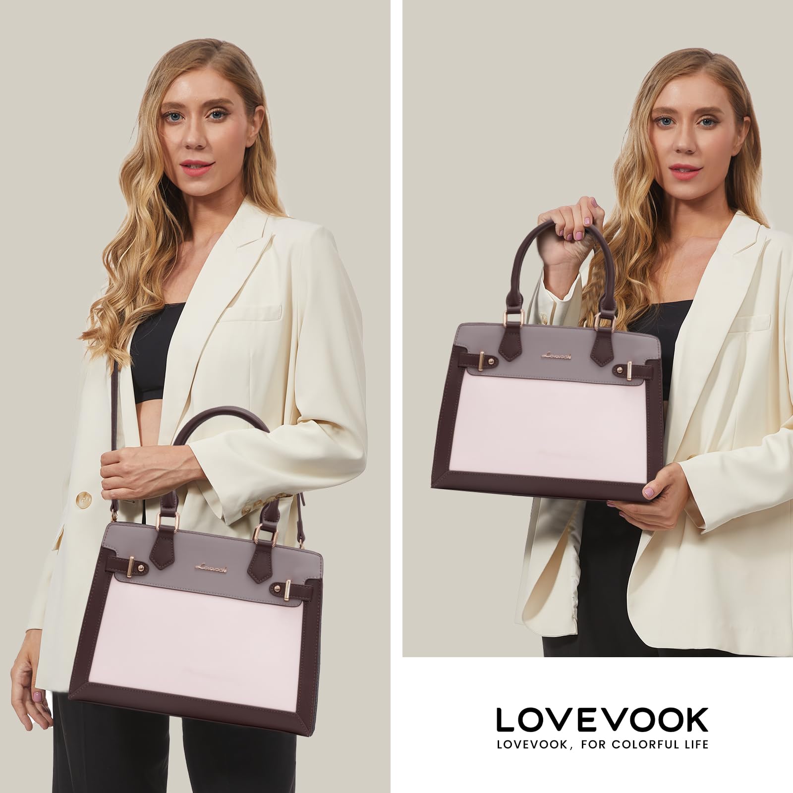 LOVEVOOK Purses and Handbags for Women, Tote Shoulder Bag Satchel Black Purse and PU Leather Top Handle for ladies